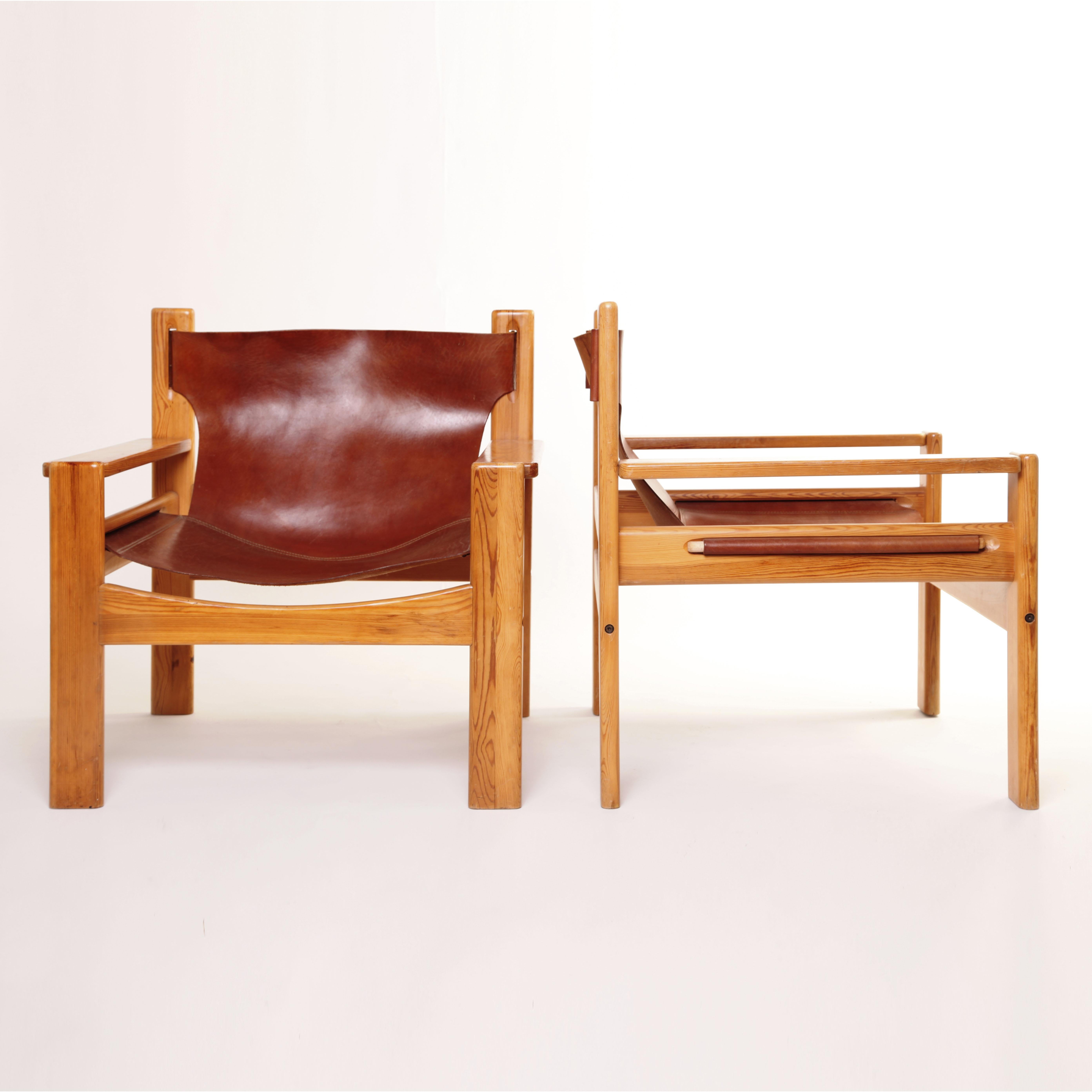 Mid-20th Century Mid-Century Modern Børge Mogensen Tan Saddle Lounge Leather Armchairs, 1950s  For Sale