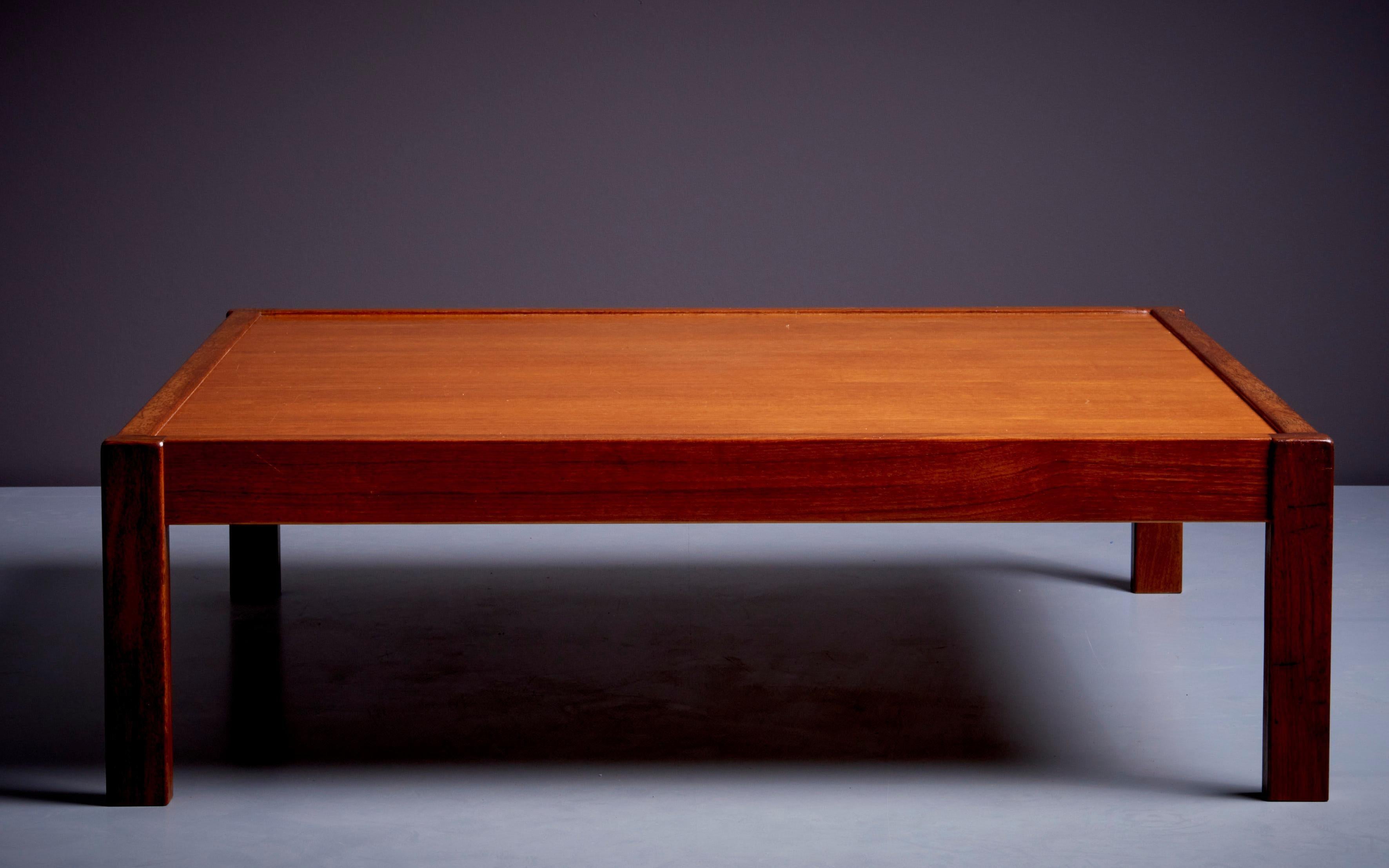 Table basse en teck de Børge Mogensen. Børge Mogensen (1914-1972) était un éminent designer de meubles danois qui a contribué de manière significative au développement du design moderne du milieu du siècle dernier. Mogensen a suivi une formation