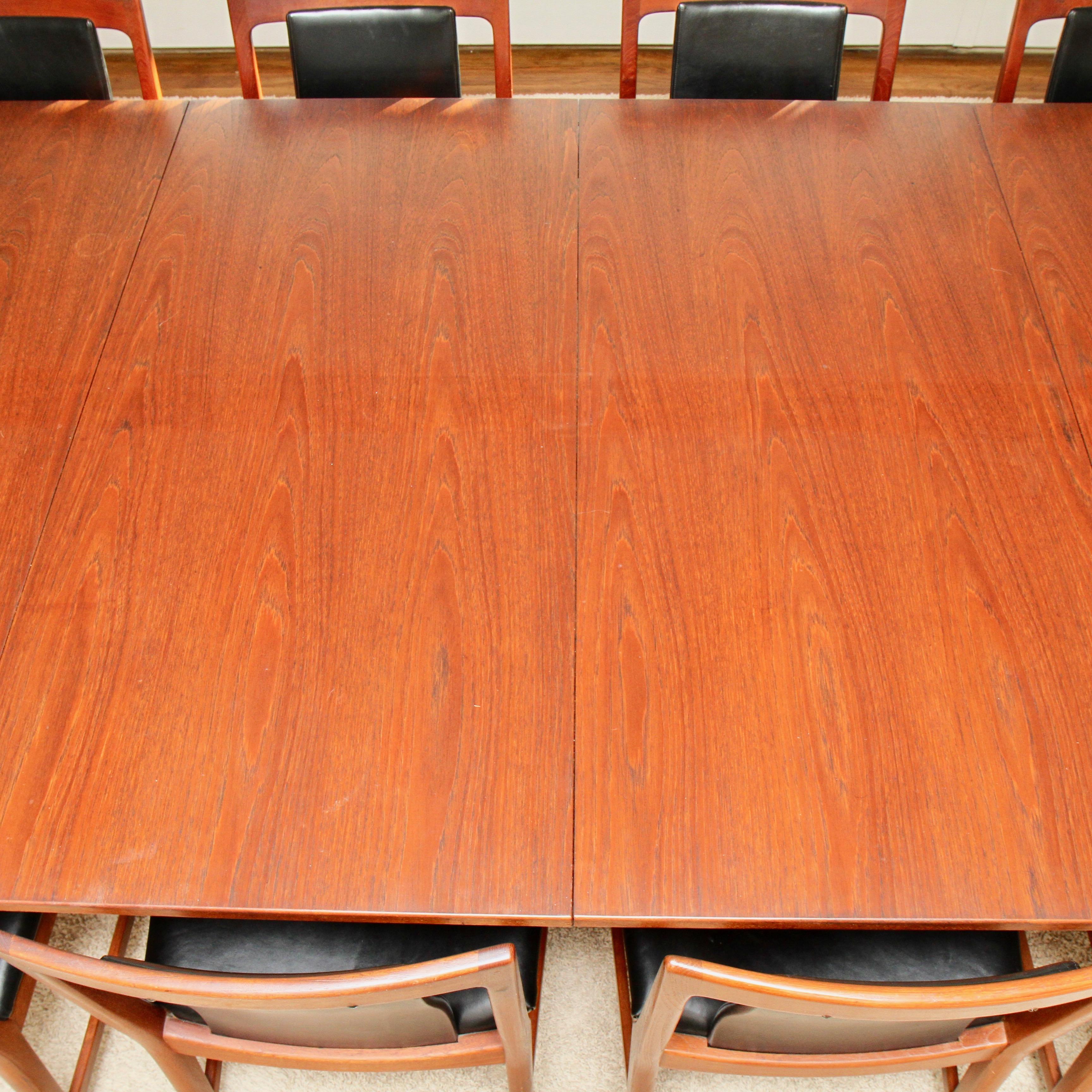 Børge Mogensen Teak Dining Table with 14 David Rosen Chairs, 1960s, Sweden 2