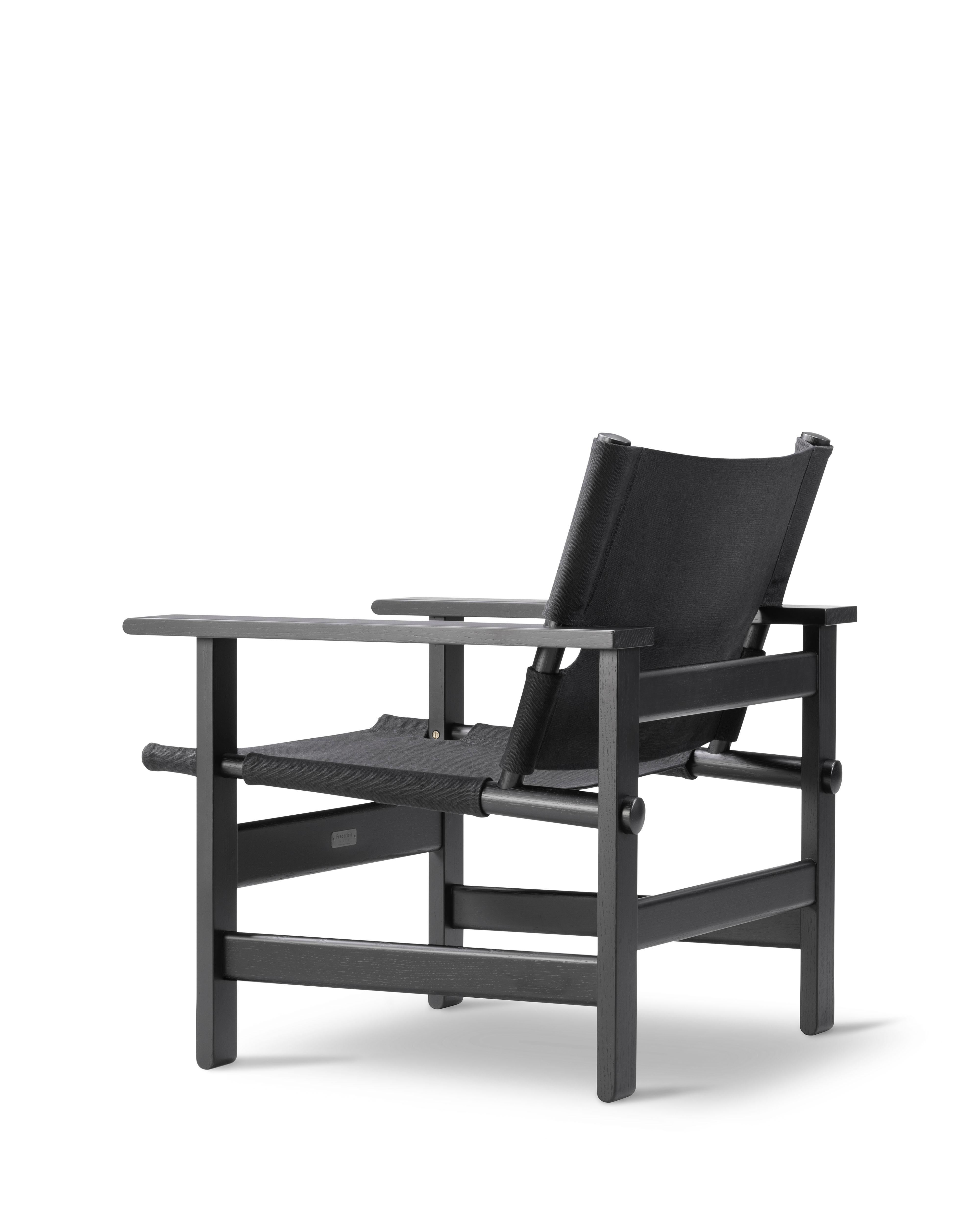Børge Mogensen La Silla Canvas - Roble negro/Lienzo negro para Fredericia Escandinavo moderno en venta