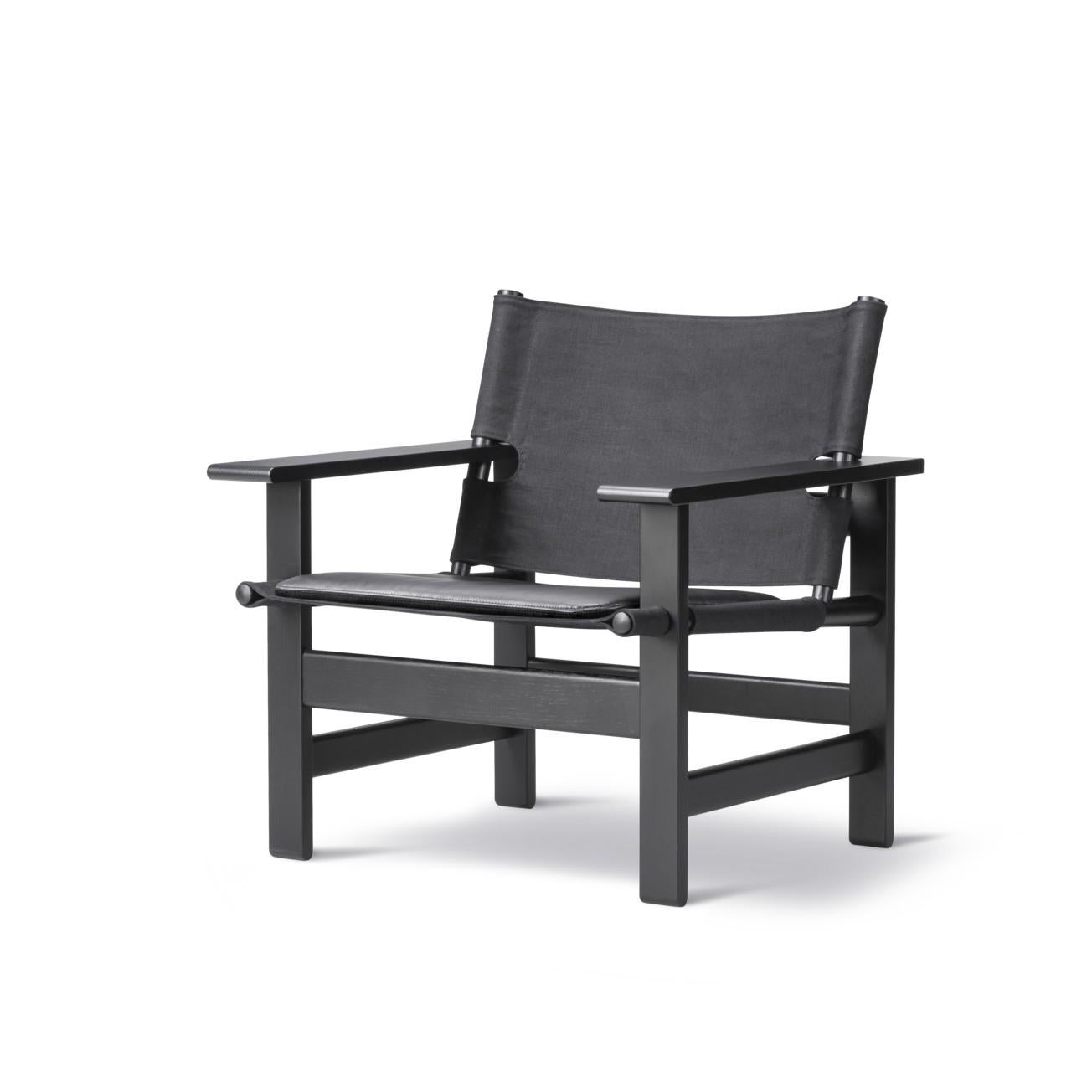 Børge Mogensen La Silla Canvas - Roble negro/Lienzo negro para Fredericia Siglo XXI y contemporáneo en venta