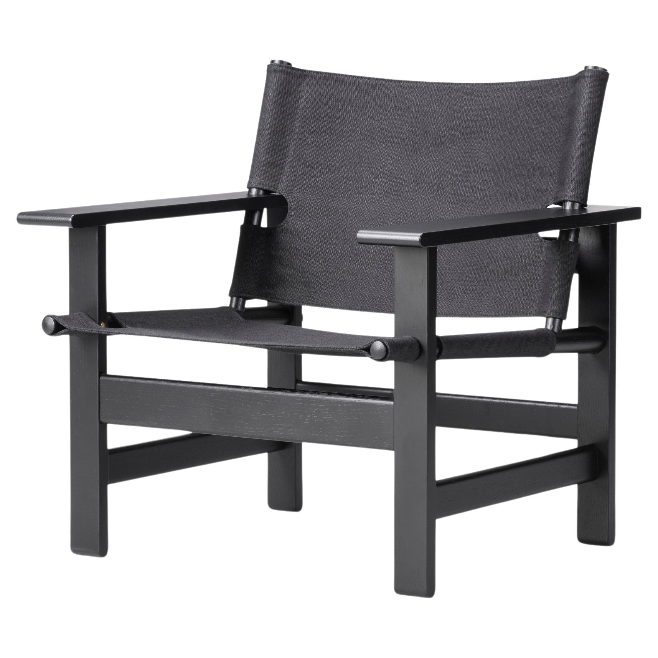 Børge Mogensen The Canvas Chair - Black Oak/Black Canvas for Fredericia