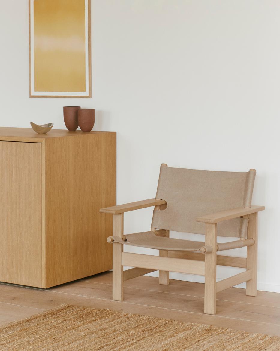Børge Mogensen The Canvas Chair - Light Oiled Oak/Natural Canvas für Fredericia (Skandinavische Moderne) im Angebot