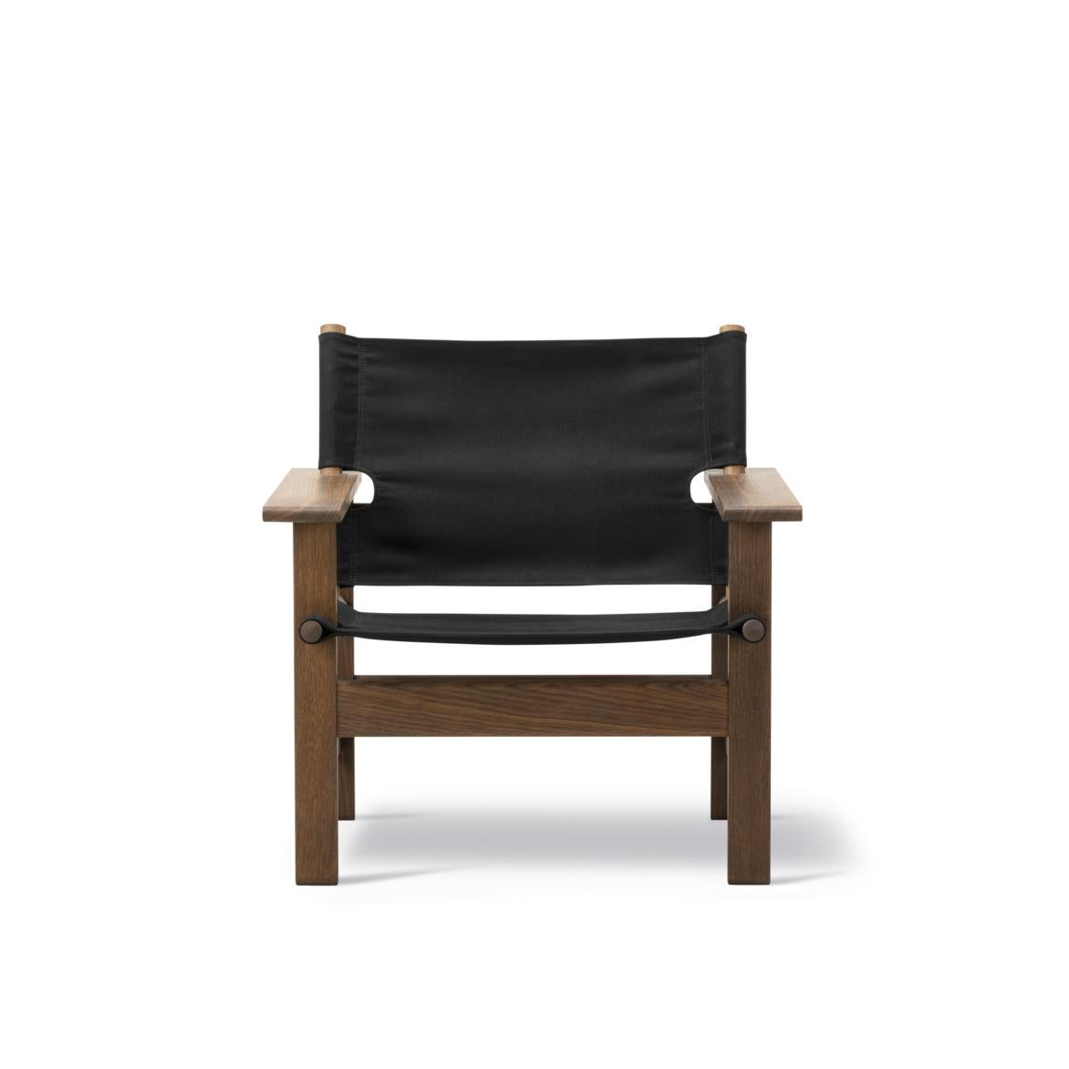 Scandinavian Modern Børge Mogensen The Canvas Chair - Smoked oiled oak/Black Canvas for Fredericia For Sale