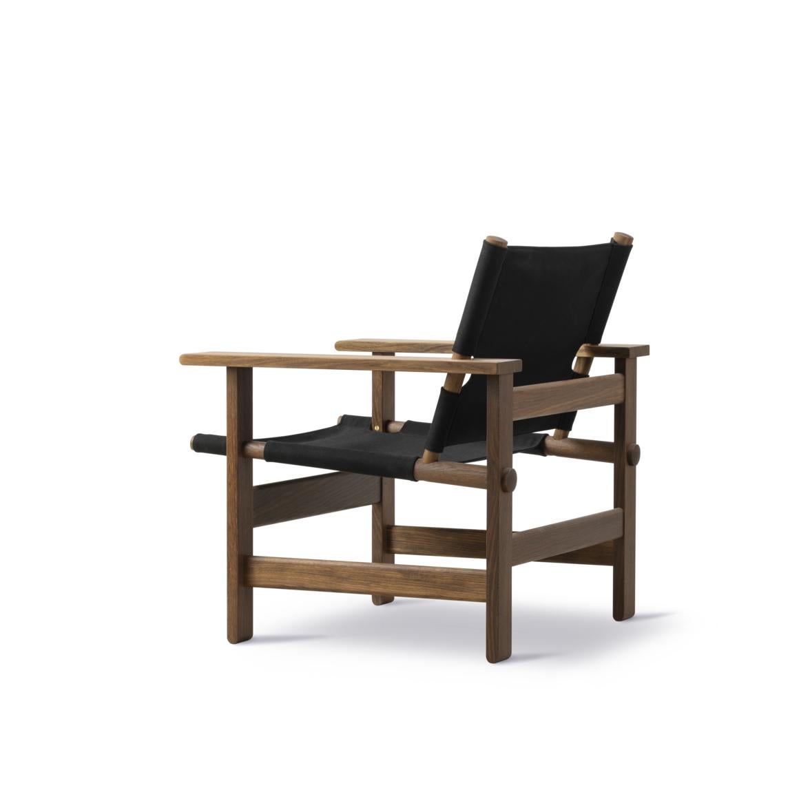 Croatian Børge Mogensen The Canvas Chair - Smoked oiled oak/Black Canvas for Fredericia For Sale