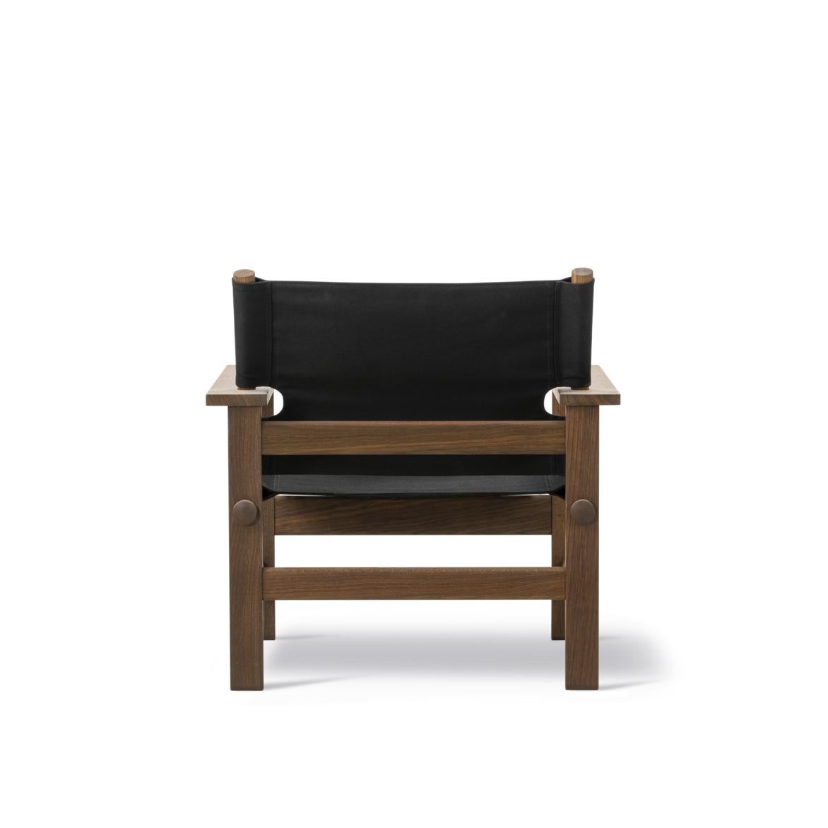 Oiled Børge Mogensen The Canvas Chair - Smoked oiled oak/Black Canvas for Fredericia For Sale