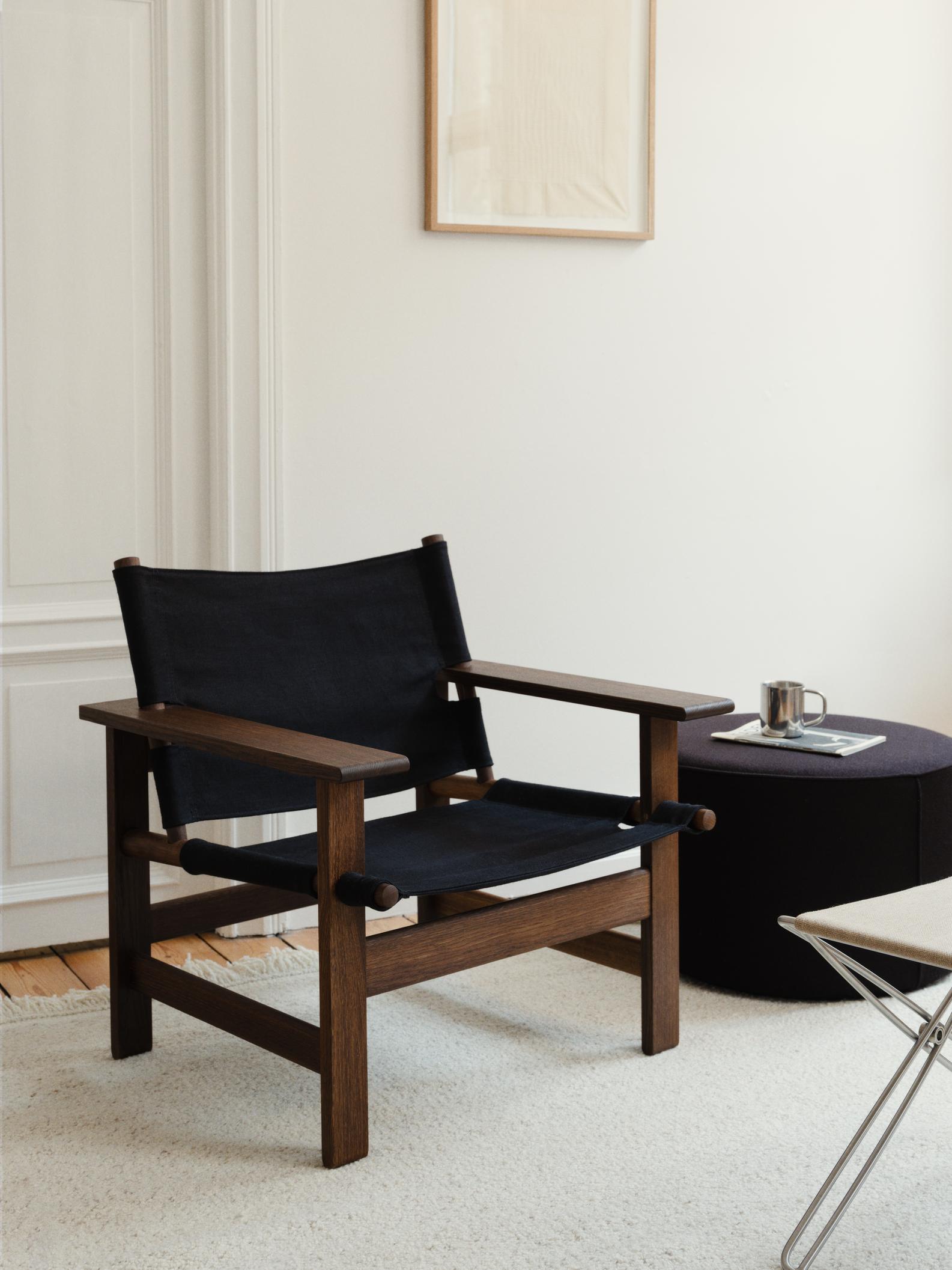 Børge Mogensen The Canvas Chair - Smoked oiled oak/Black Canvas for Fredericia For Sale 1