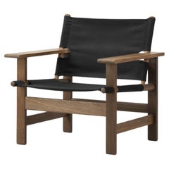 Børge Mogensen La Silla Canvas - Roble aceitado ahumado/Lienzo negro para Fredericia