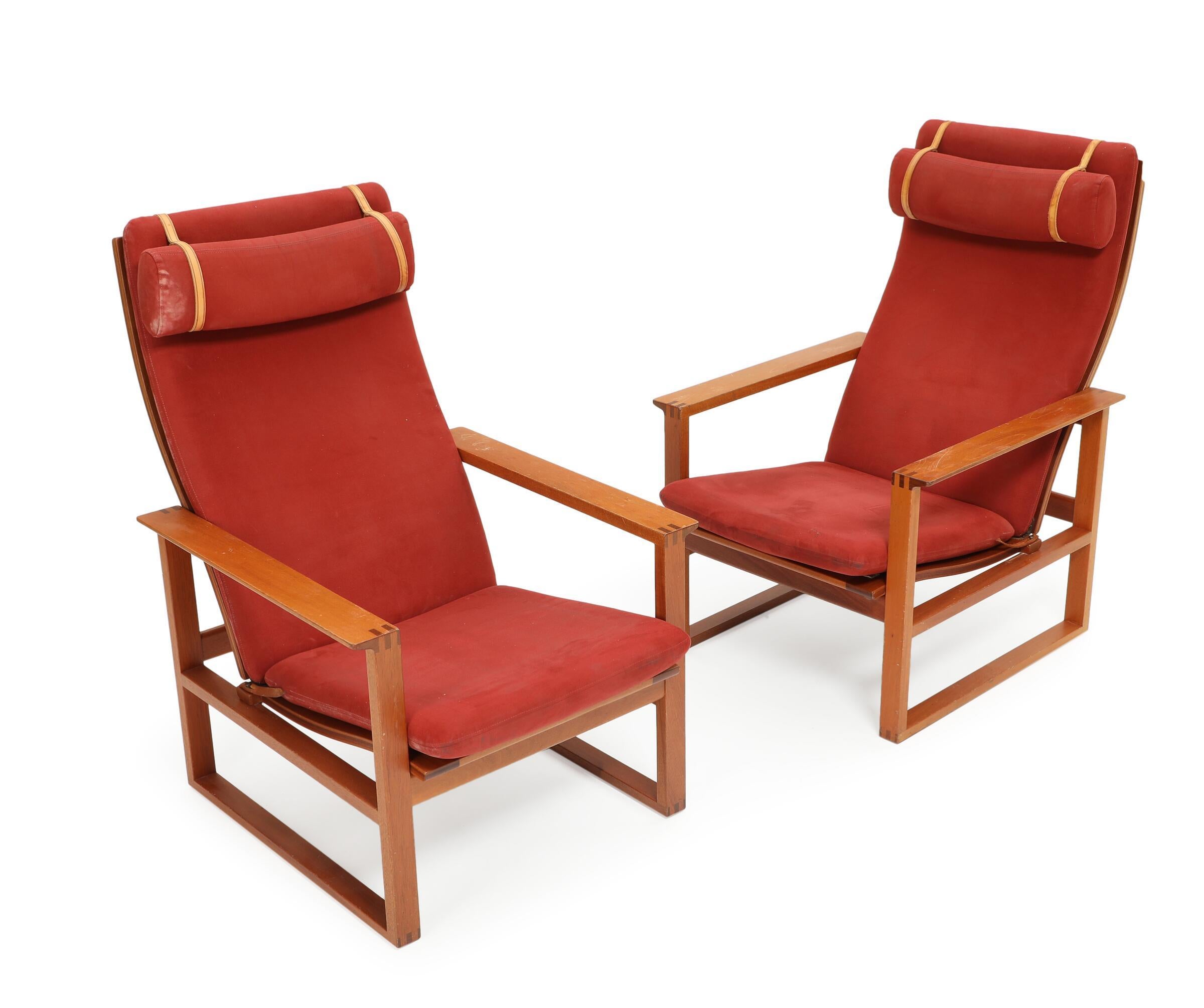 Danish Børge Mogensen: “The Runner Chair”, Pair of High-Backed Mahogany Easy Chairs