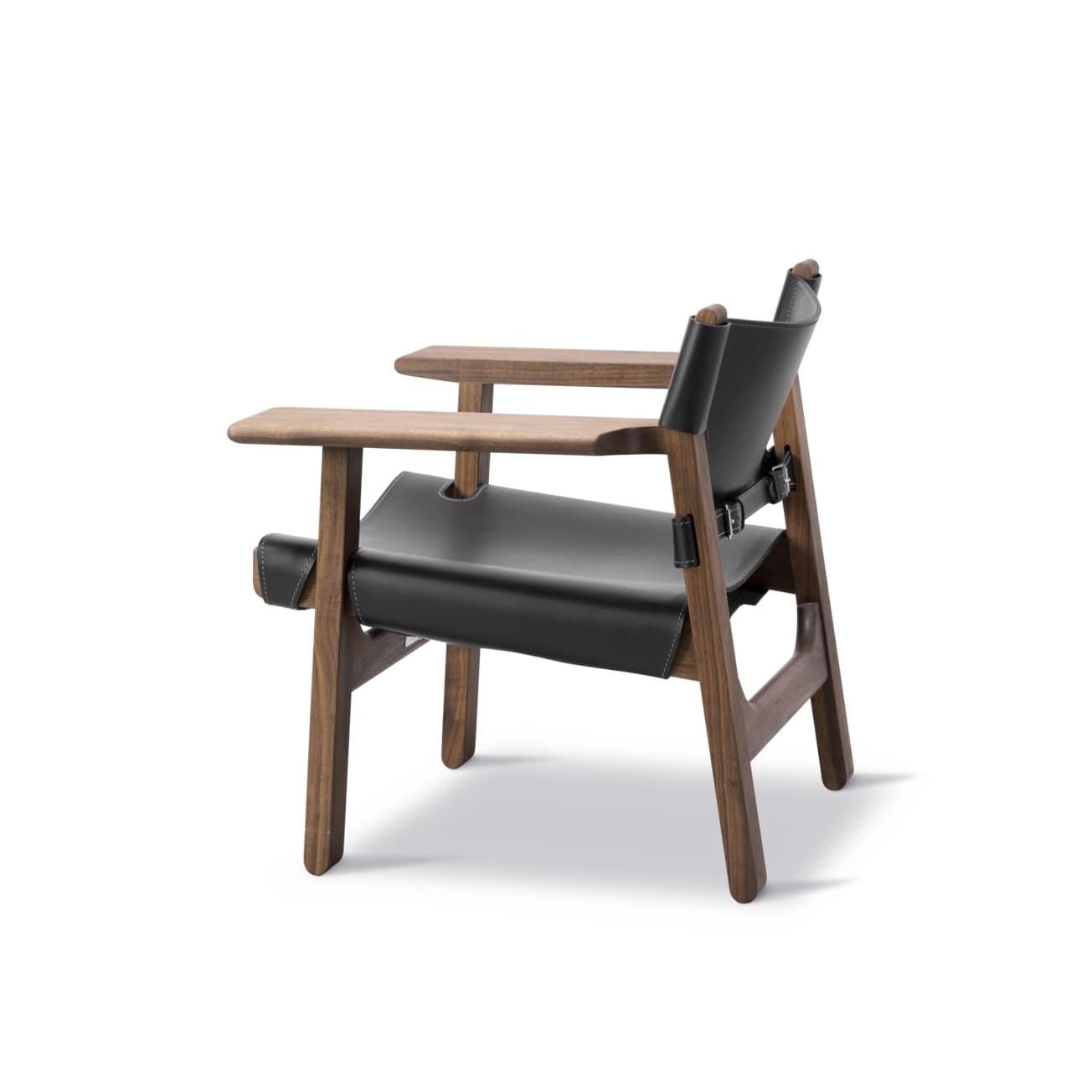 Børge Mogensen, The Spanish Chair-Black Leather/Oiled Walnut-for Fredericia For Sale 4