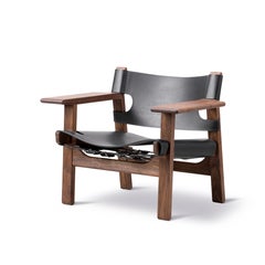 Børge Mogensen The Spanish Chair Black Saddle Leather Walnut Oil for Fredericia