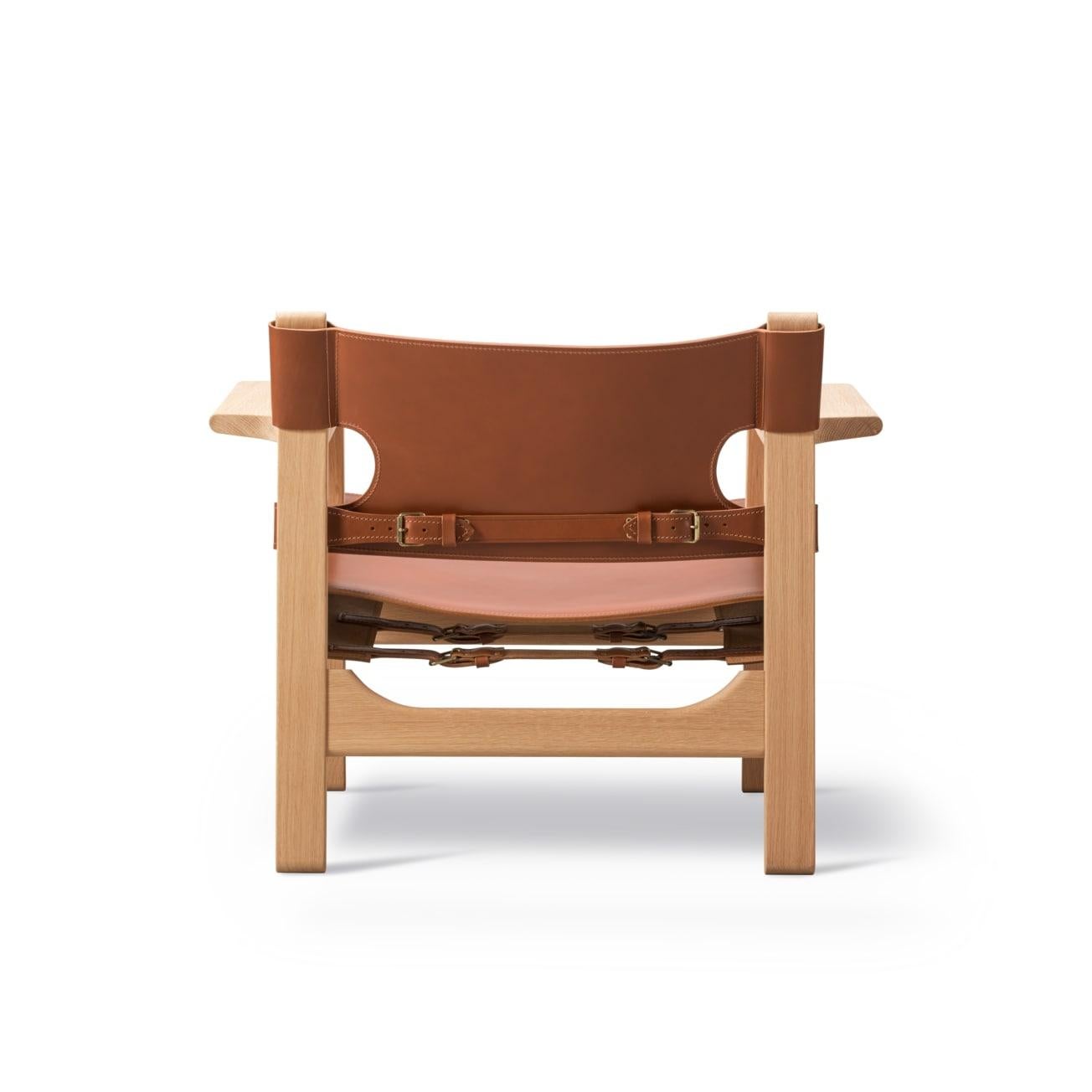 Danese Børge Mogensen, Sedia spagnola - Pelle di cognac / Oak oliato chiaro - per Fredericia in vendita