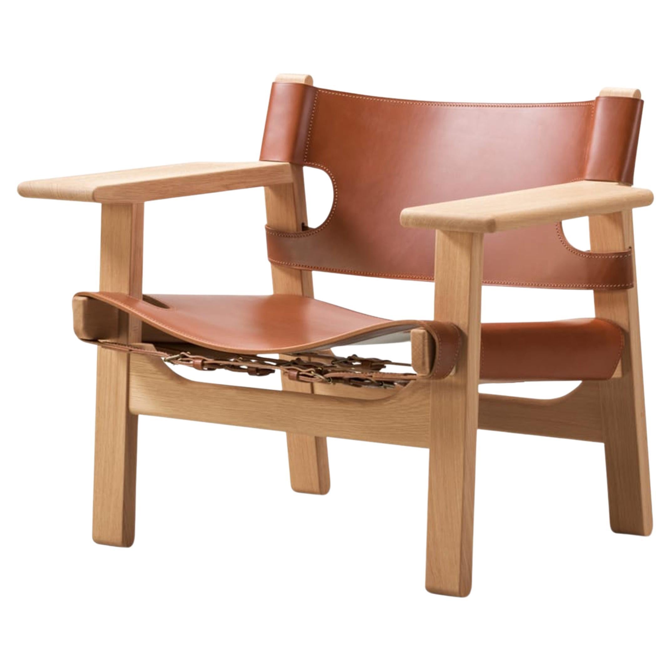 Børge Mogensen, The Spanish Chair-Cognac Leder/hell geölte Eiche-für Fredericia