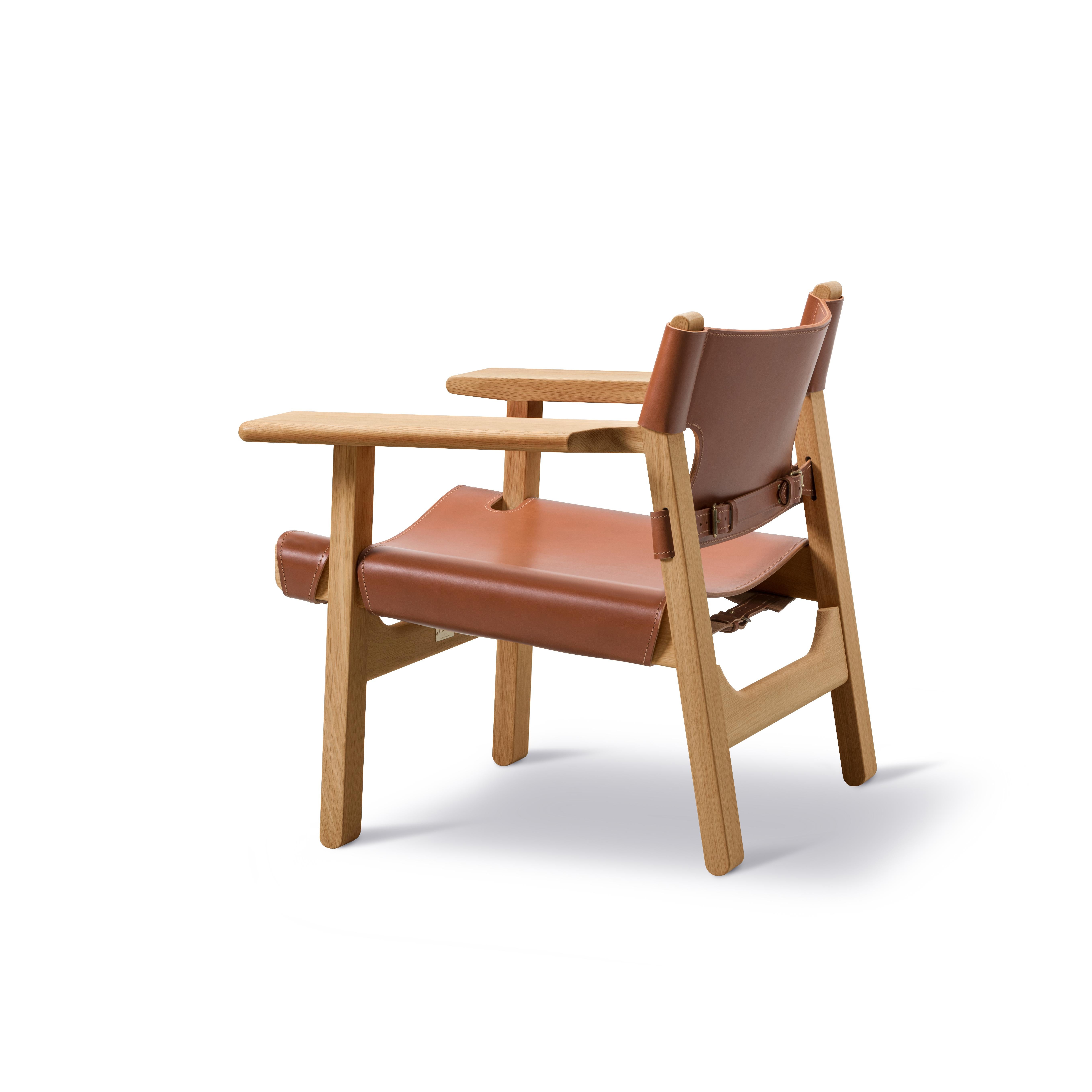 Børge Mogensen The Spanish Chair Cognac Sattelleder Oak Geölt für Fredericia (Moderne der Mitte des Jahrhunderts) im Angebot