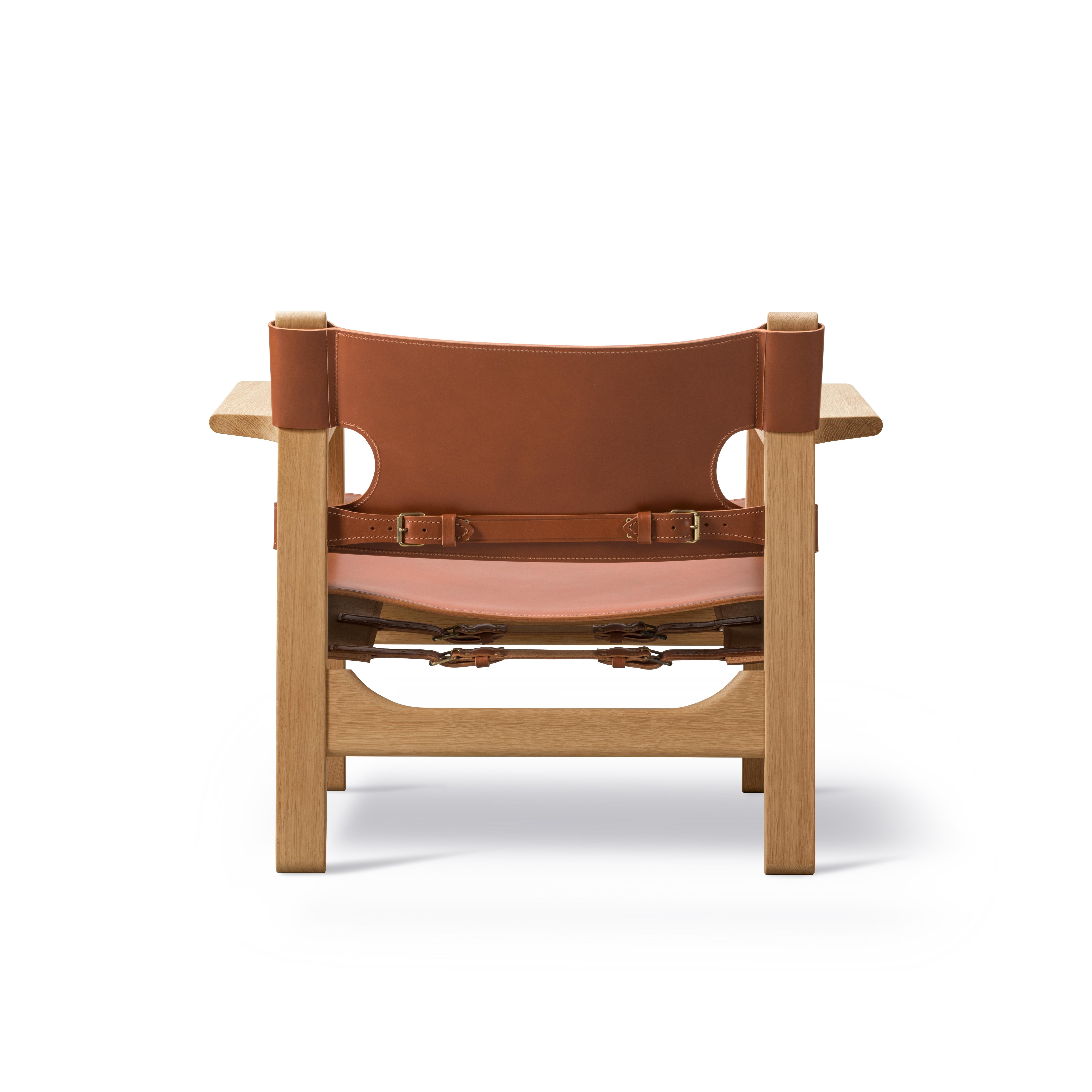 Børge Mogensen The Spanish Chair Cognac Sattelleder Oak Geölt für Fredericia (Dänisch) im Angebot