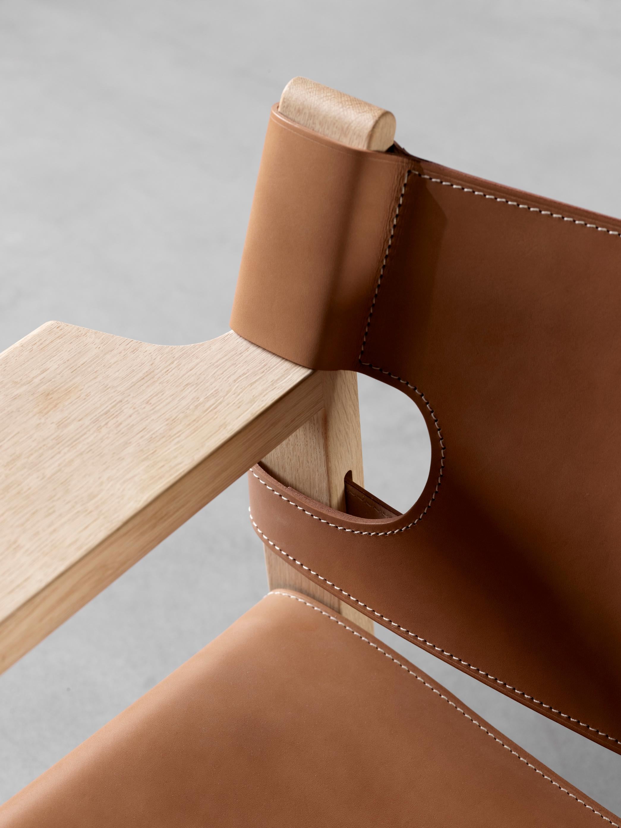 Børge Mogensen The Spanish Chair Natursattelleder Oak Öl für Fredericia im Angebot 5