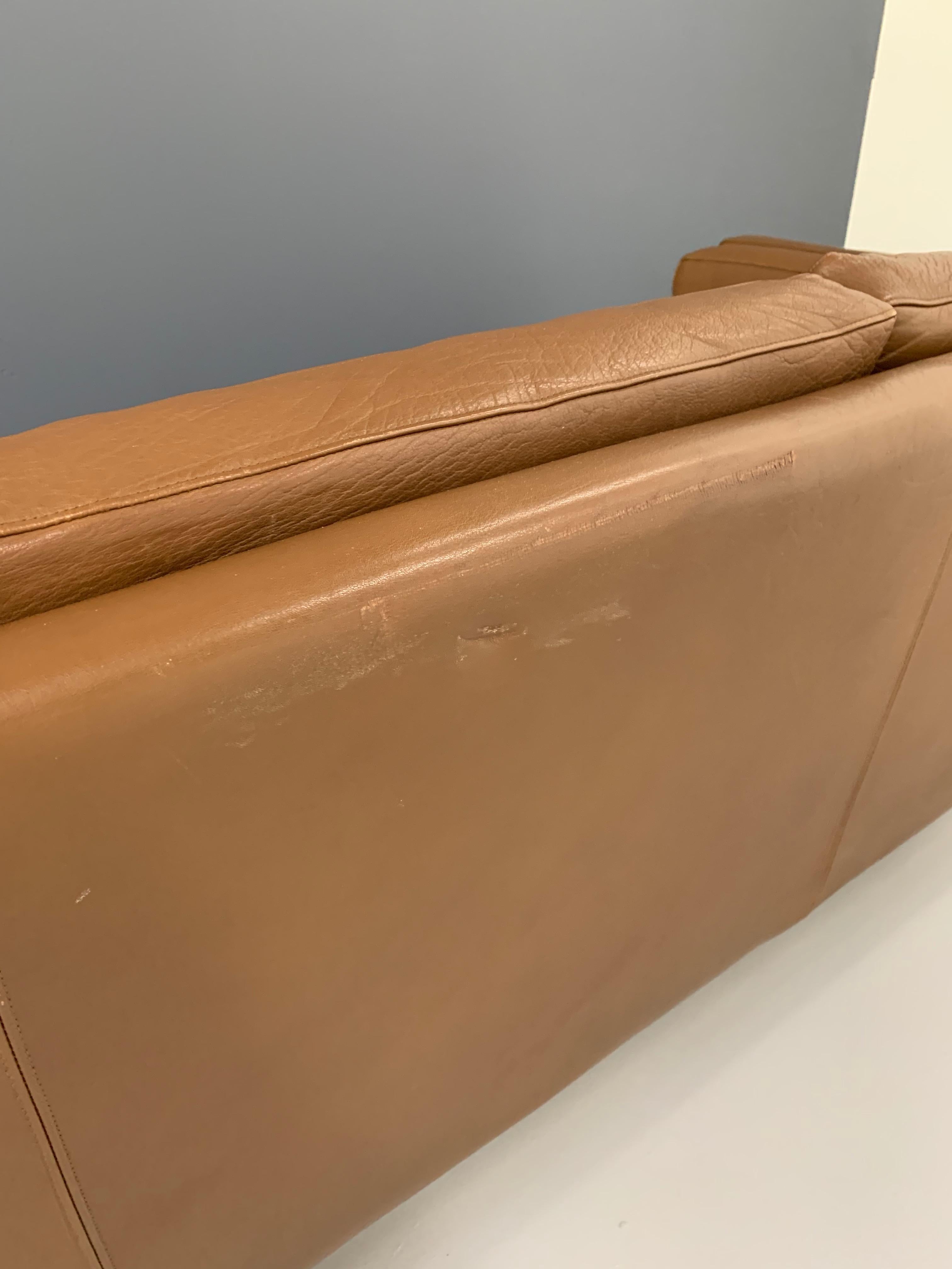Mid-Century Børge Mogensen Three-Seat Sofa in Brown Leather In Good Condition In Philadelphia, PA