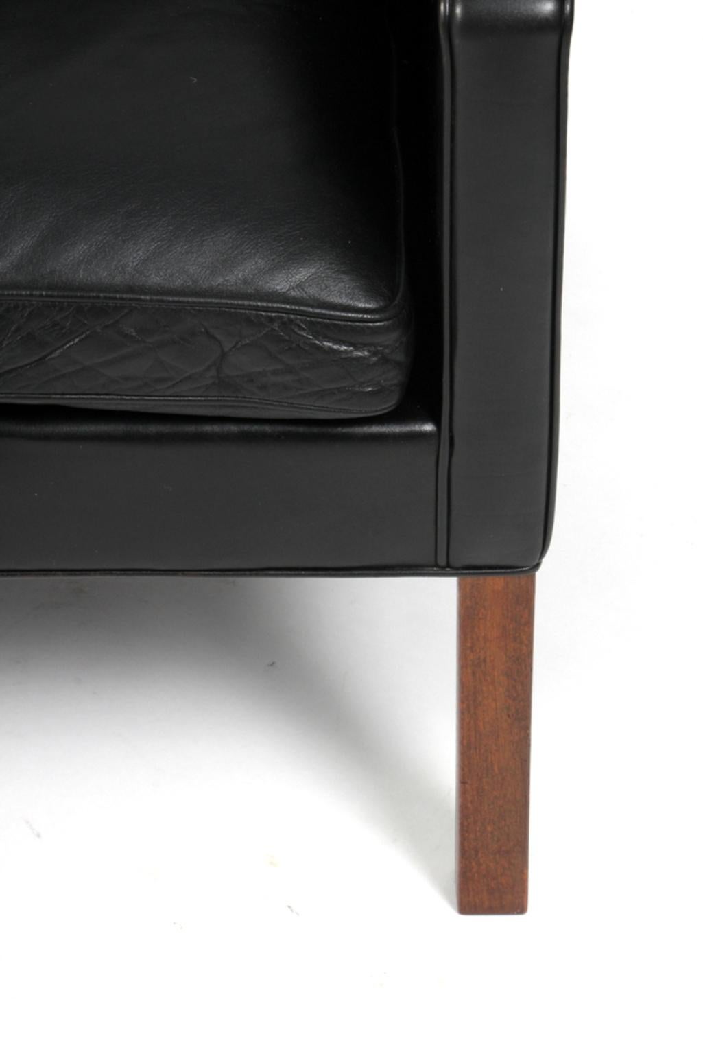 Børge Mogensen Three-Seat Sofa in Original Black Leather, Model 2209 1