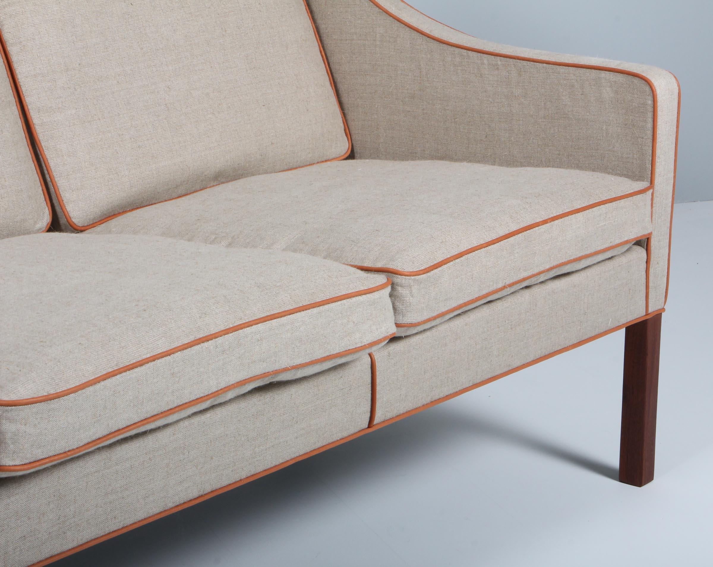 Mid-20th Century Børge Mogensen Three-Seat Sofa, Model 2209, Denmark, New Upholstered For Sale