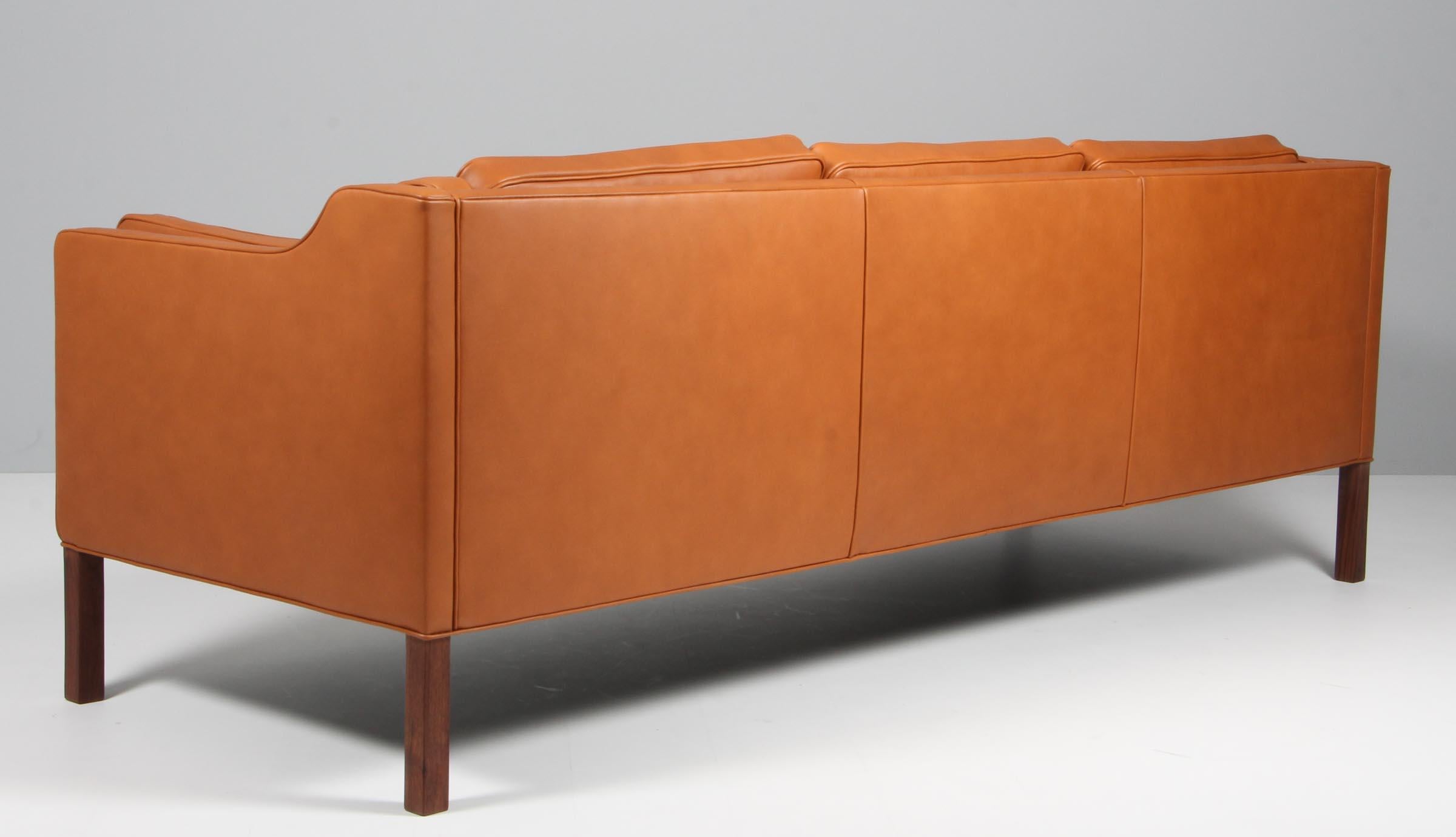 Leather Børge Mogensen Three-Seat Sofa, Model 2213 For Sale