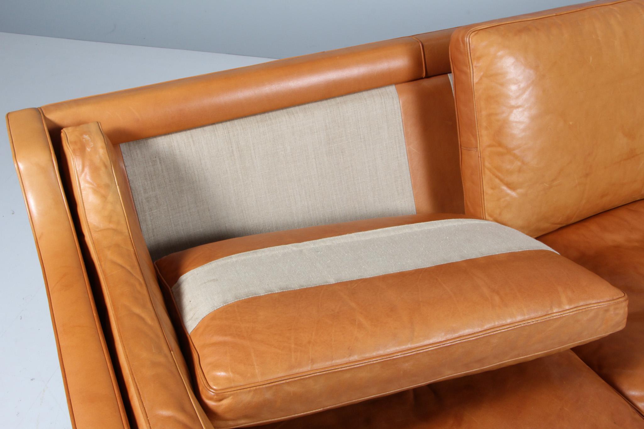 Leather Børge Mogensen Three-Seat Sofa, model 2213 For Sale