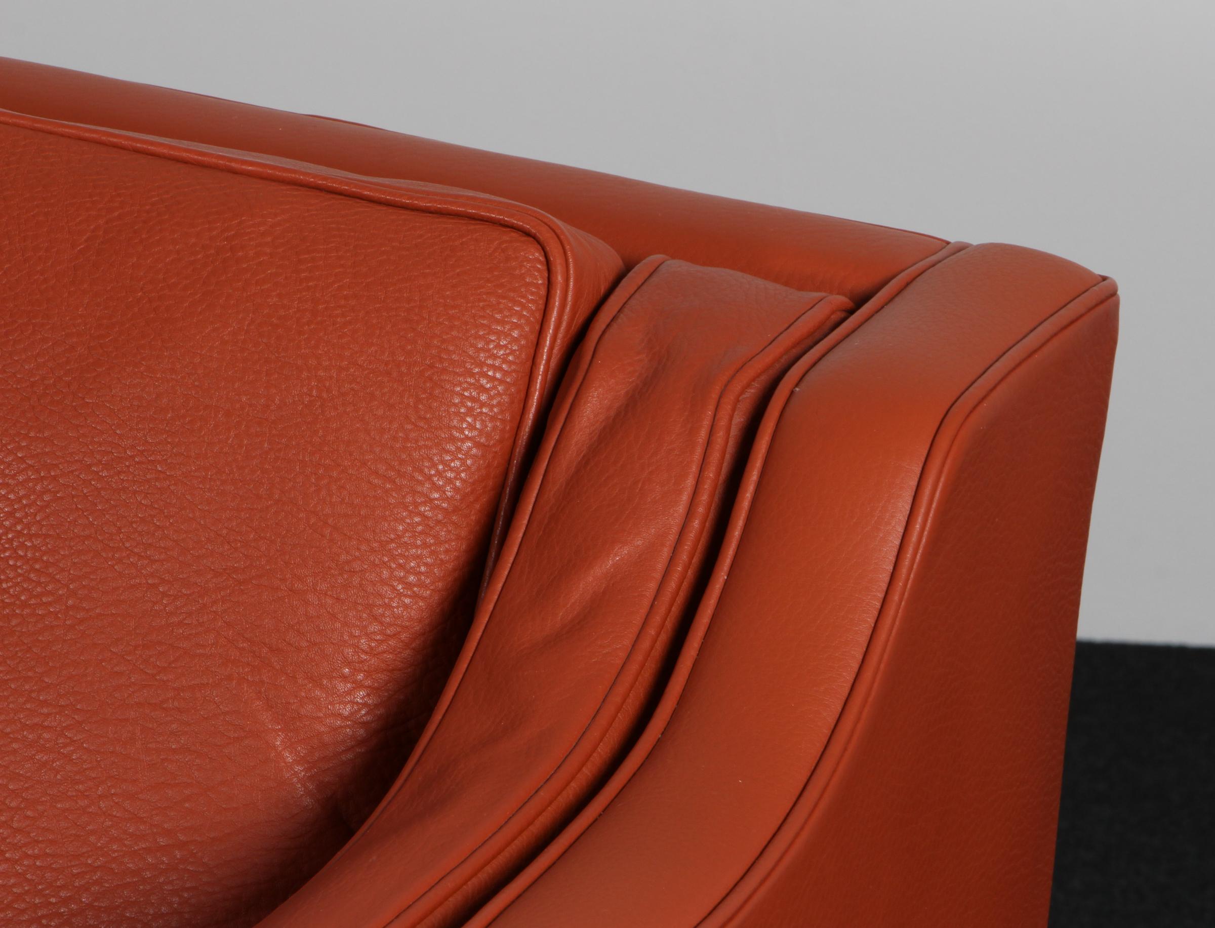 Leather Børge Mogensen Three-Seat Sofa, model 2213 For Sale