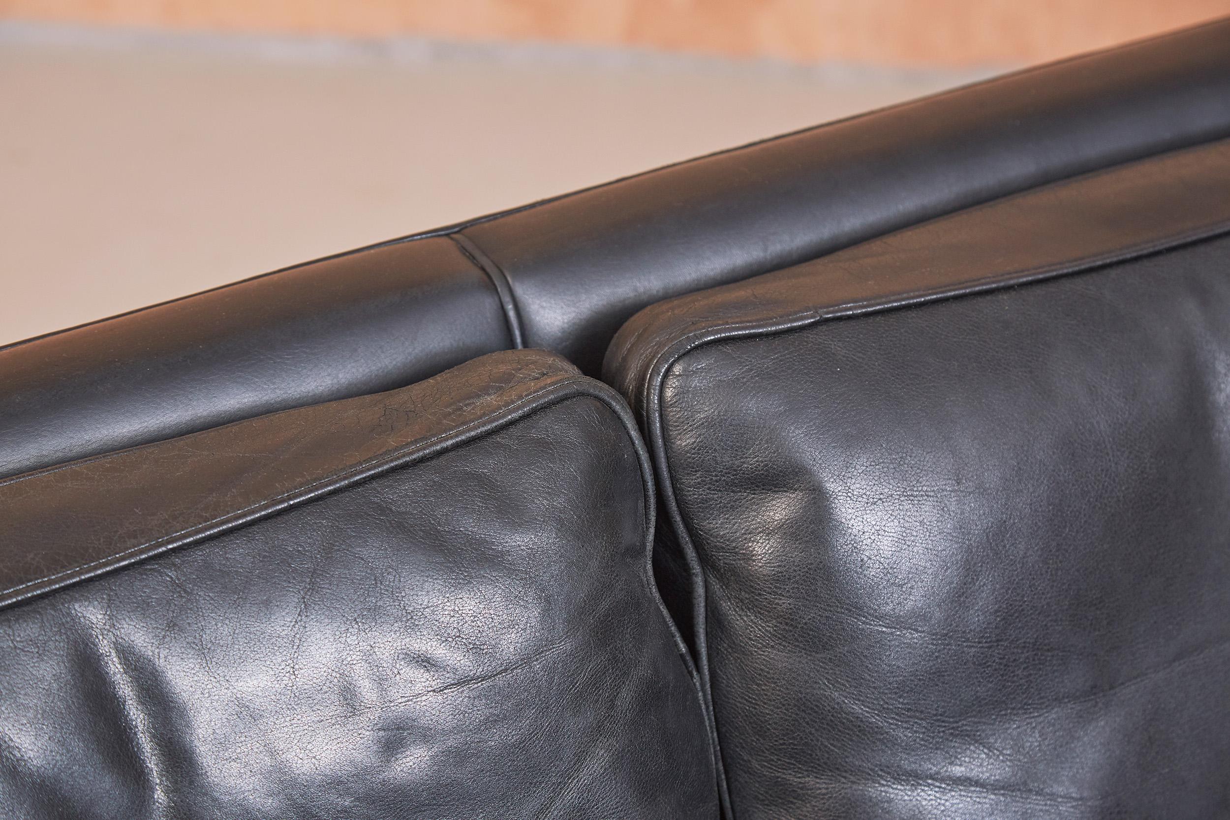 Børge Mogensen Three Seat Sofa, Model 2213 in Black Leather 3
