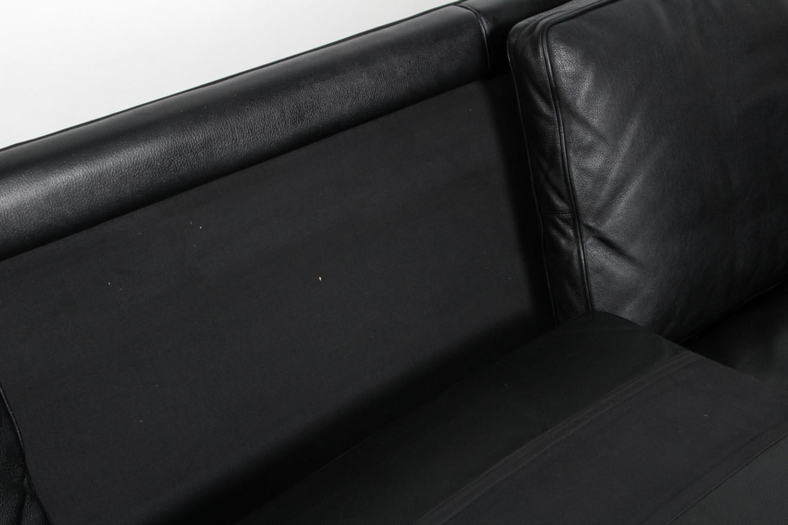Mid-20th Century Børge Mogensen Three-Seat Sofa, Model 2213, Original Black Leather