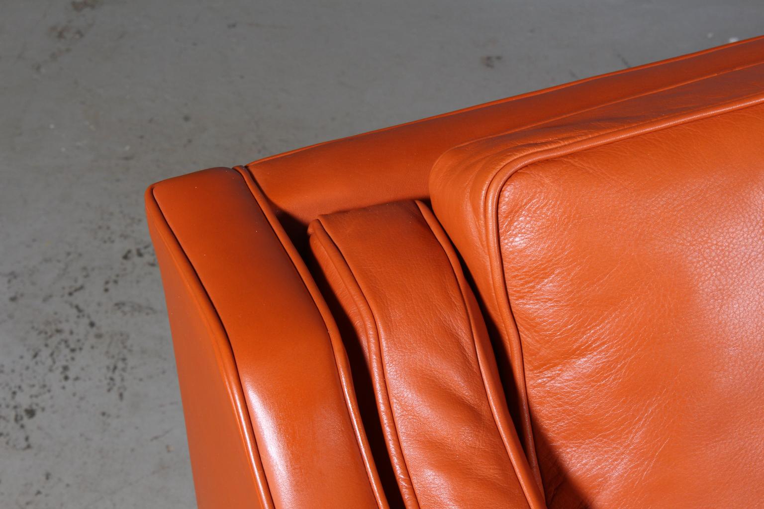Mid-20th Century Børge Mogensen Three-Seat Sofa, Model 2213, Original Cognac Leather