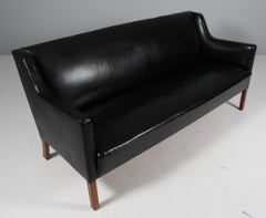 Børge Mogensen three seat sofa, model 4712. Original leather, 1950's Denmark