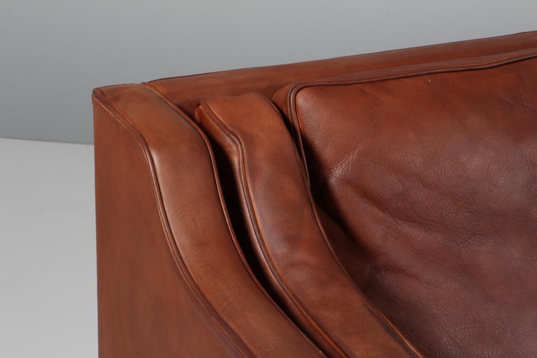 Mid-20th Century Børge Mogensen Three-Seat Sofa, Patinated Nature Leather