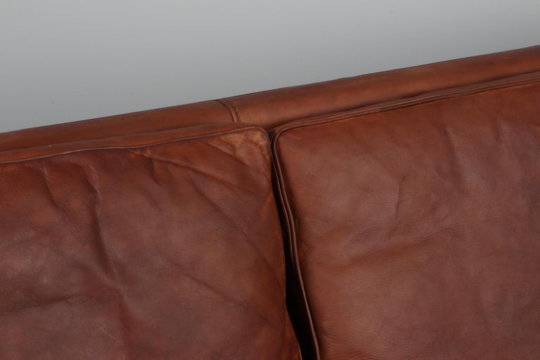 Børge Mogensen Three-Seat Sofa, Patinated Nature Leather 2