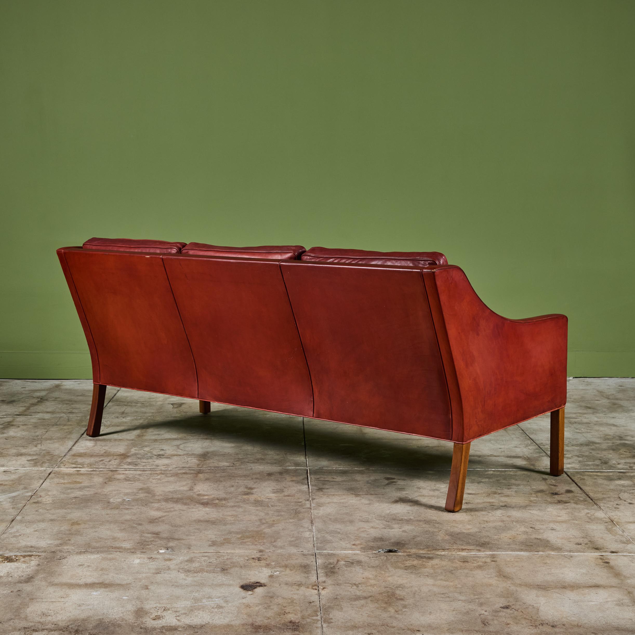 Børge Mogensen Three Seater Leather Sofa In Good Condition In Los Angeles, CA