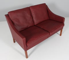 Børge Mogensen Model 2208 Two-Seat Sofa, Aniline Leather, 1960s
