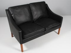 Børge Mogensen Model 2208 Two-Seat Sofa in Teak & Aniline Leather