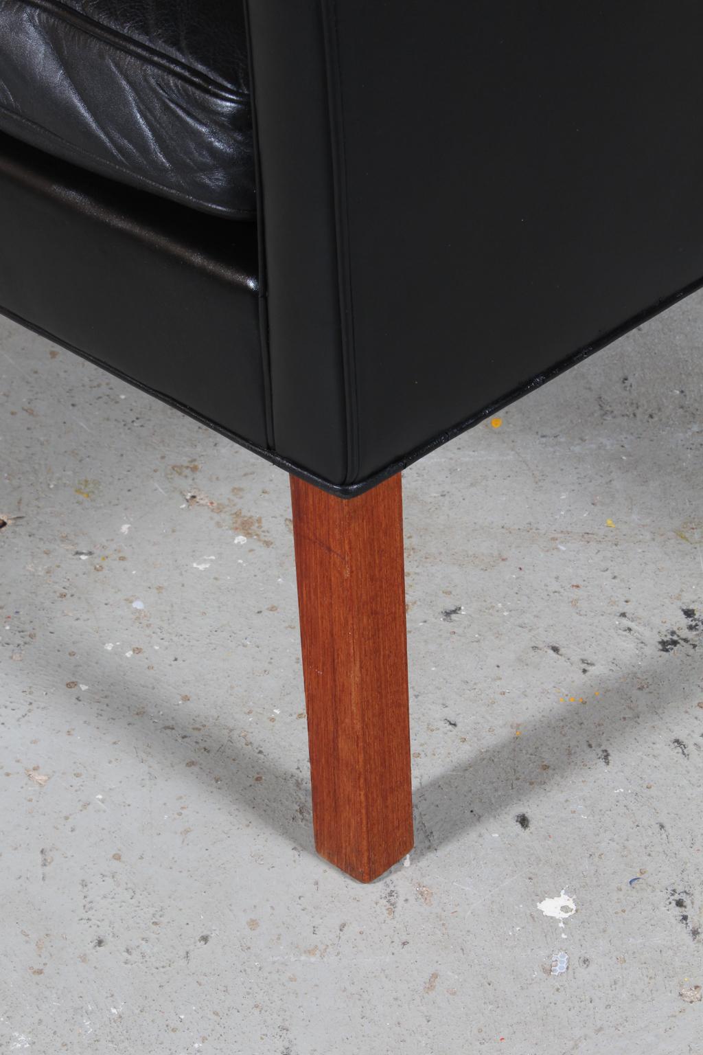 Danish Børge Mogensen Two-Seat Sofa, Model 2208, Original black Leather