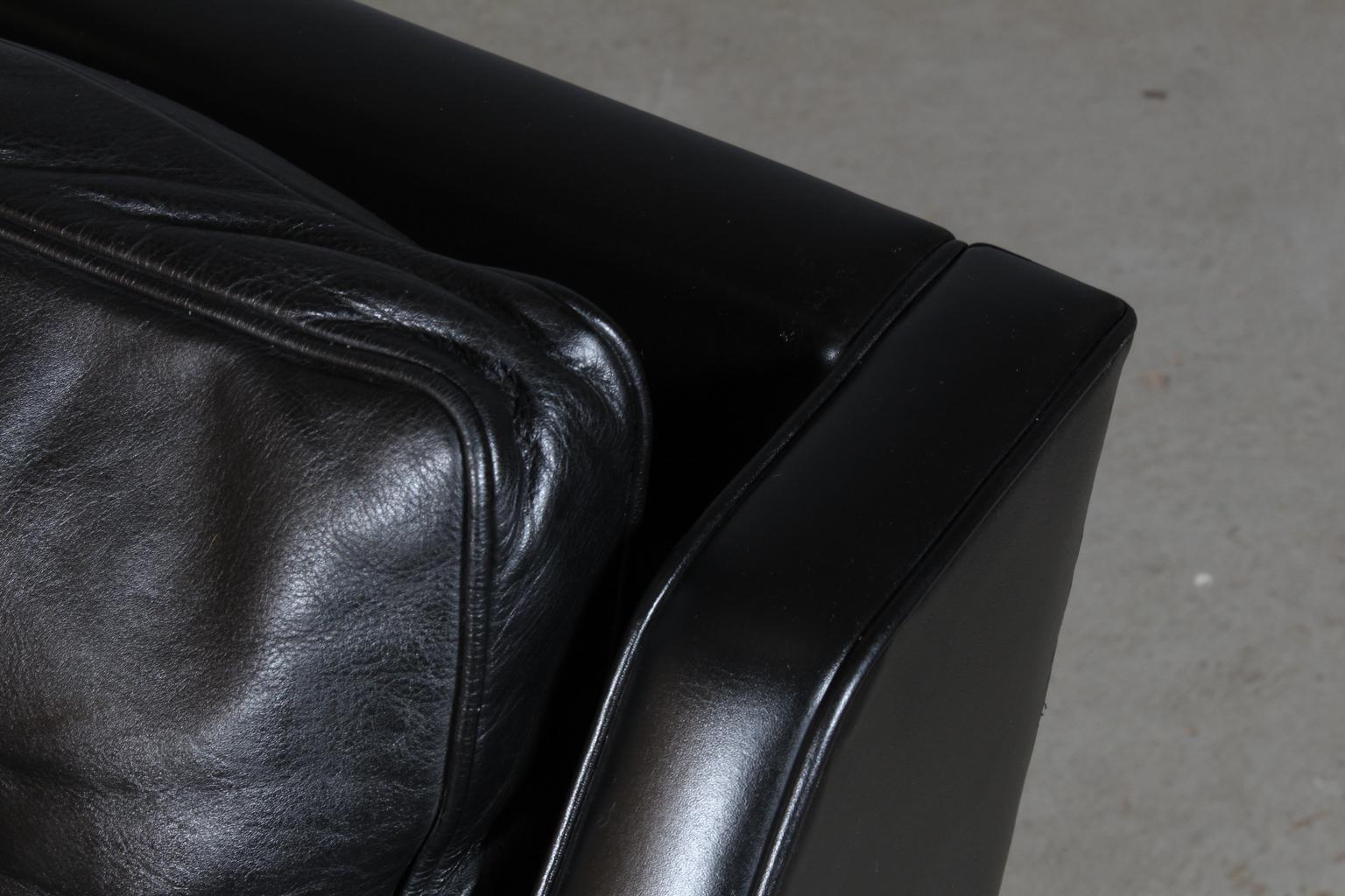 Mid-20th Century Børge Mogensen Two-Seat Sofa, Model 2208, Original black Leather