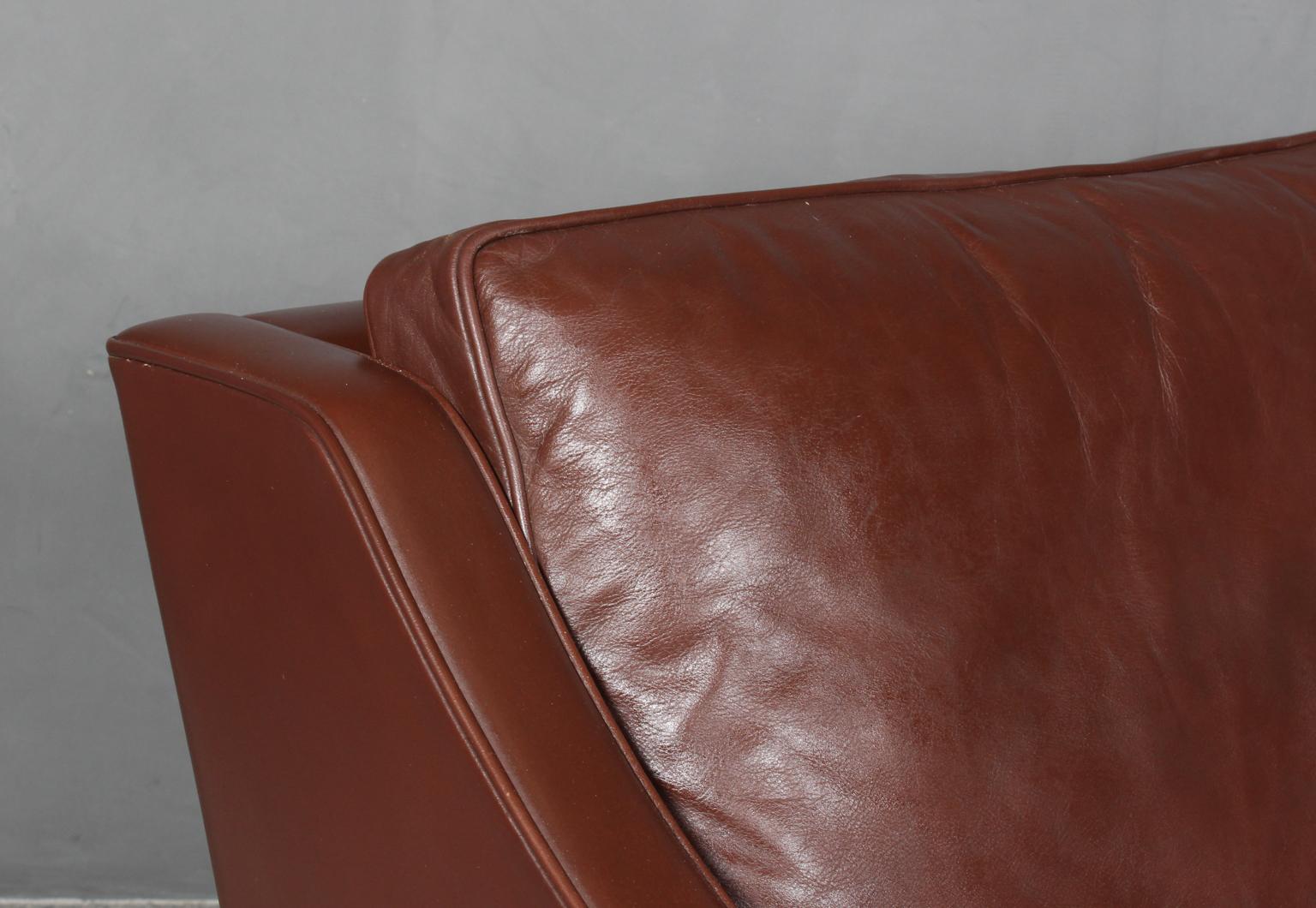 Børge Mogensen Two-Seat Sofa, Model 2208, Original brown Leather 1