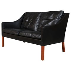 Børge Mogensen Two-Seat Sofa, Model 2208, Original black Leather