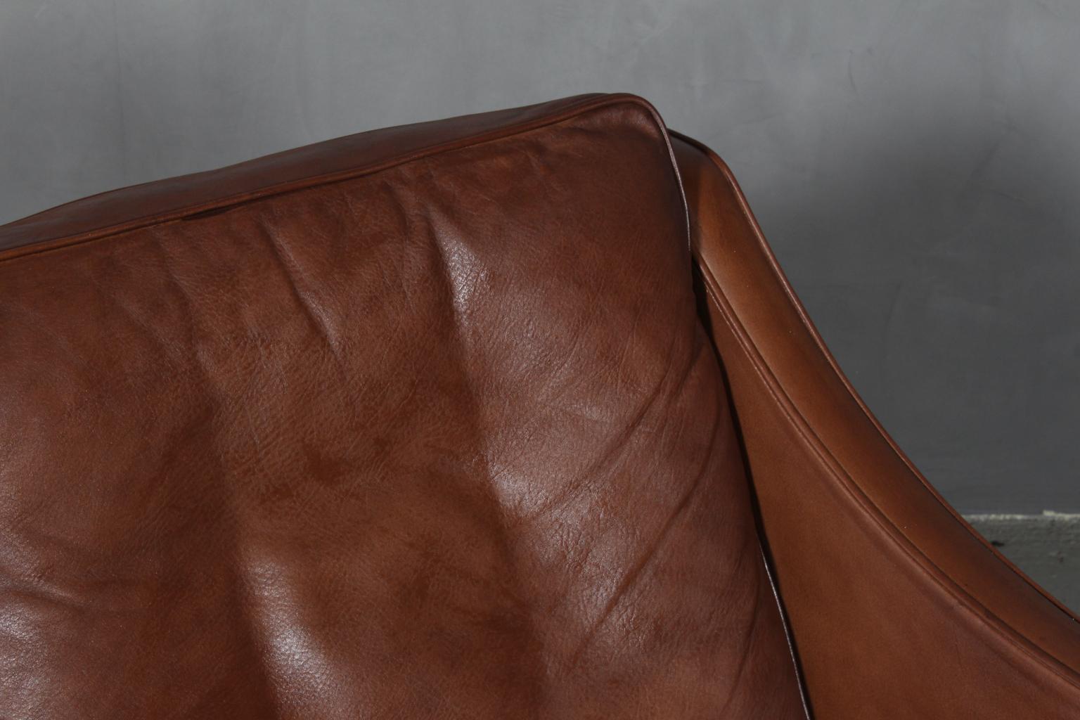 Mid-20th Century Børge Mogensen Two-Seat Sofa, Model 2208, Original brown Leather
