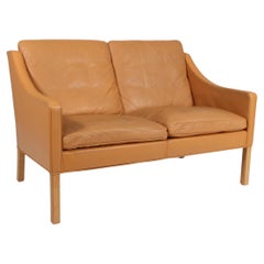 Børge Mogensen Two-Seat Sofa, Model 2208, Original tan Leather