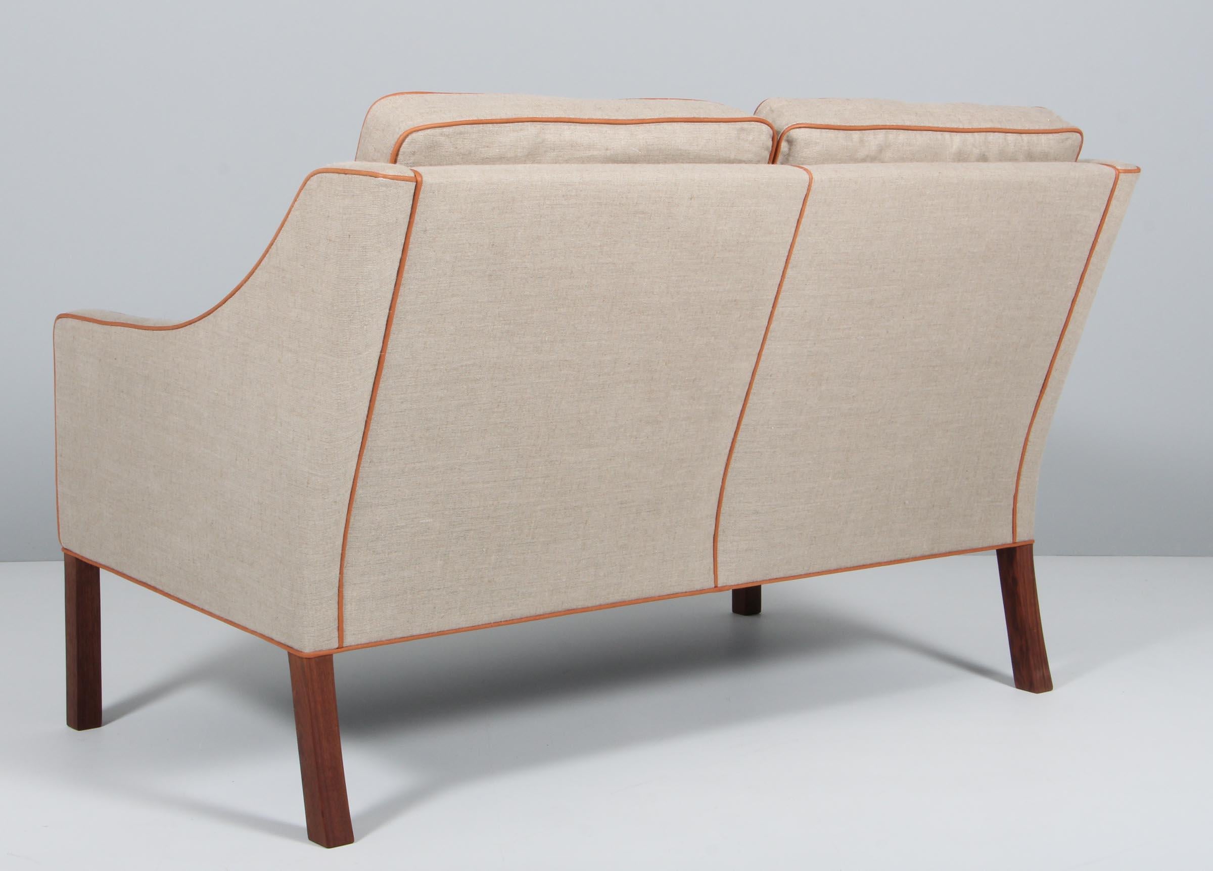 Mid-20th Century Børge Mogensen Two-Seat Sofa, Model 2209, Denmark, New Upholstered For Sale