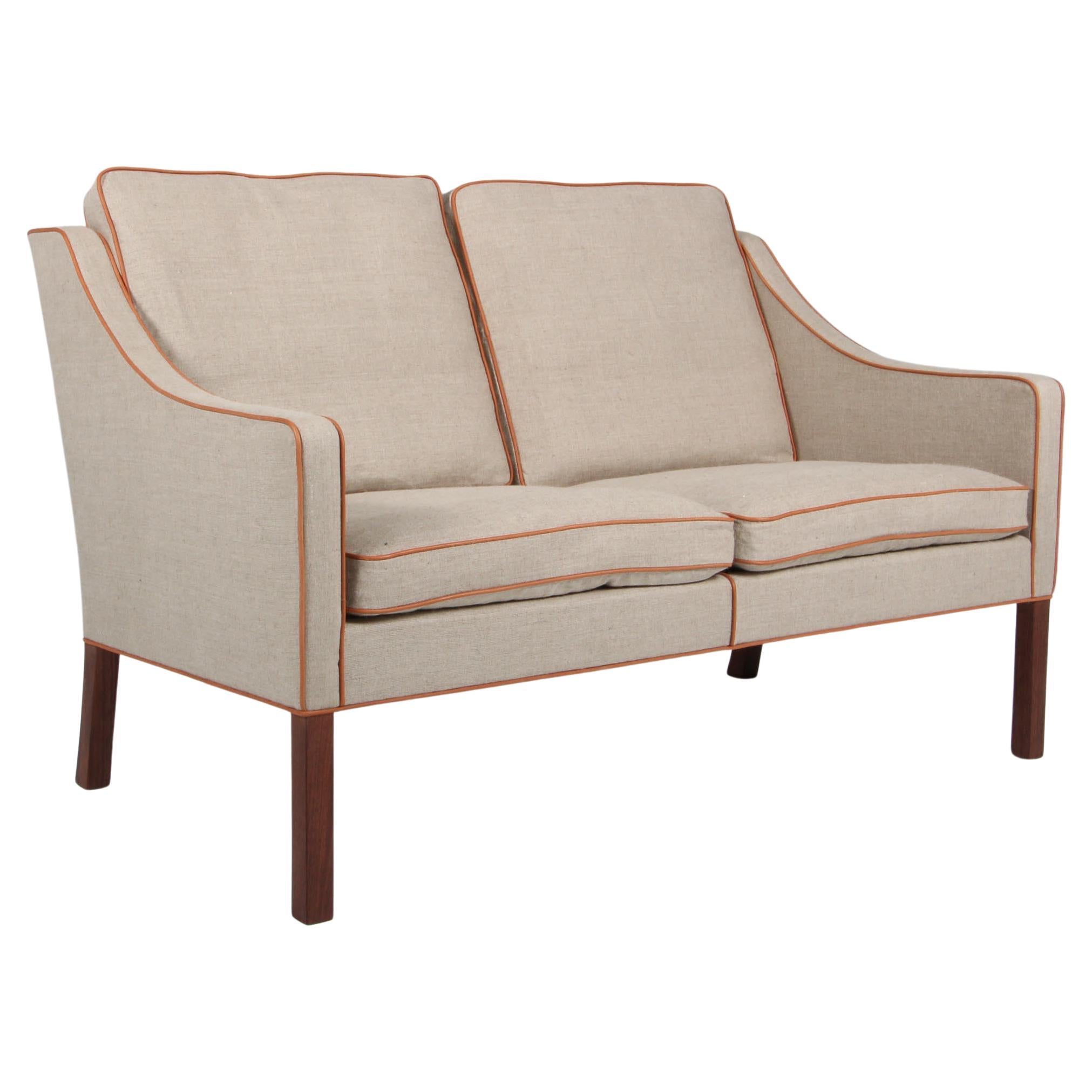 Børge Mogensen Two-Seat Sofa, Model 2209, Denmark, New Upholstered For Sale