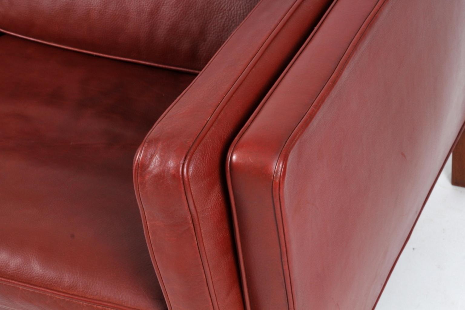 Børge Mogensen Two-Seat Sofa, Model 2212, Original Indian Red Leather 1