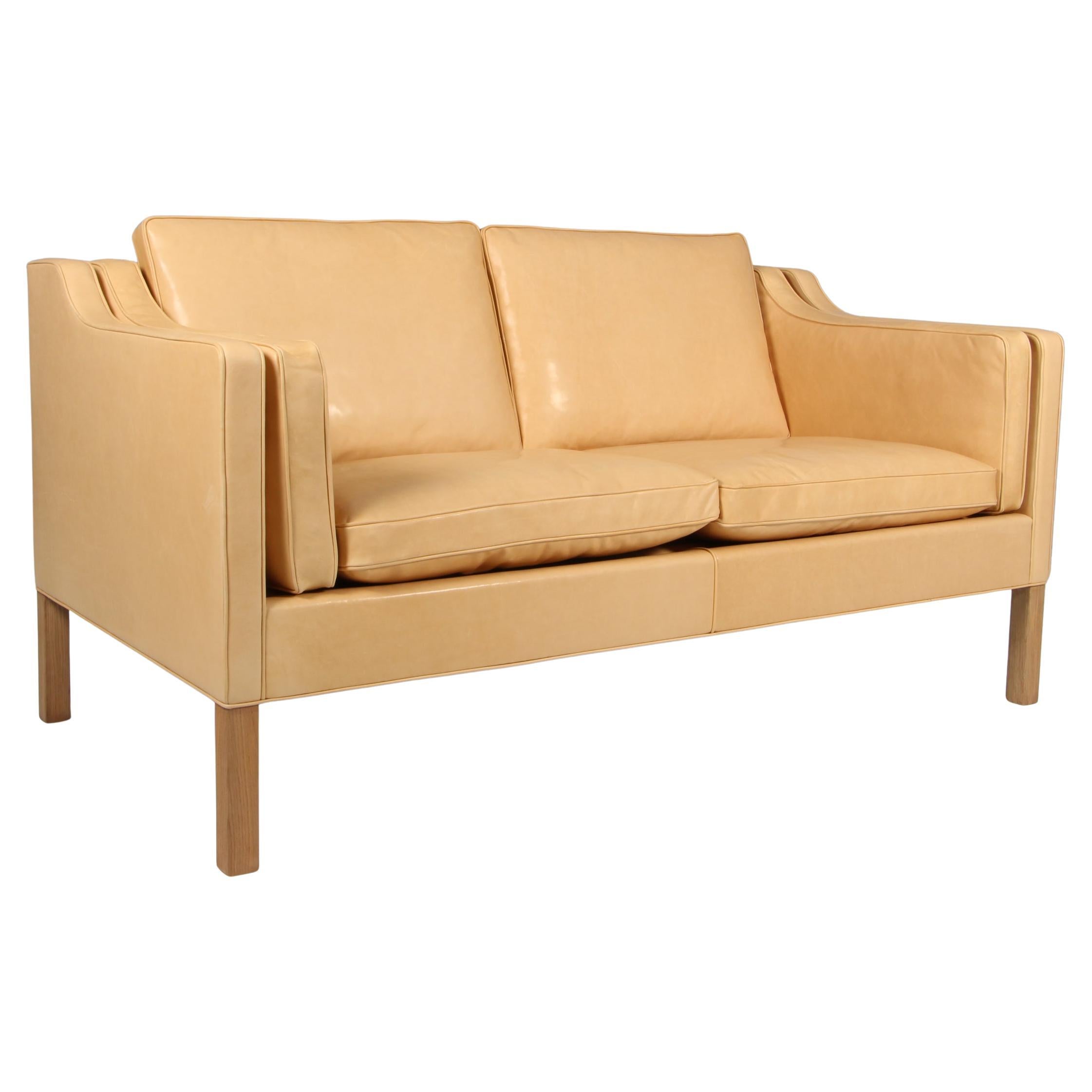 Børge Mogensen Two-Seat Sofa, Sahara Vacona Leather, 1960s