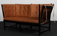 Divano a due posti Børge Mogensen, Tremmesofa Modello 1789, faggio nero e pelle