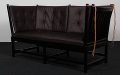 Divano a due posti Børge Mogensen, Tremmesofa Modello 1789, faggio nero e pelle