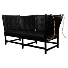 Børge Mogensen Two-Seat Sofa, Tremmesofa Model 1789, black Beech and Leather
