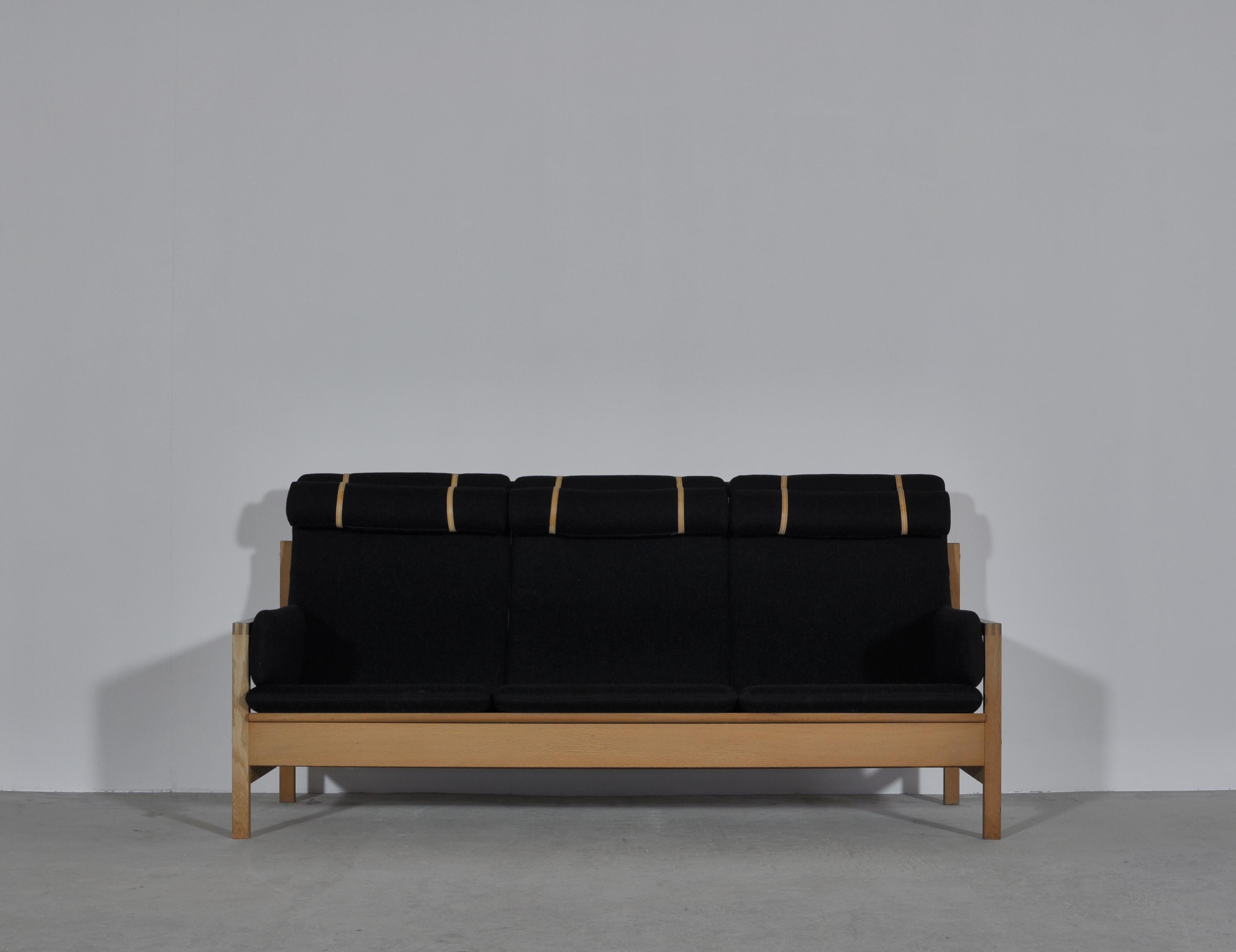 Børge Mogensen Vintage 3-Seat Oak Sofa Model 