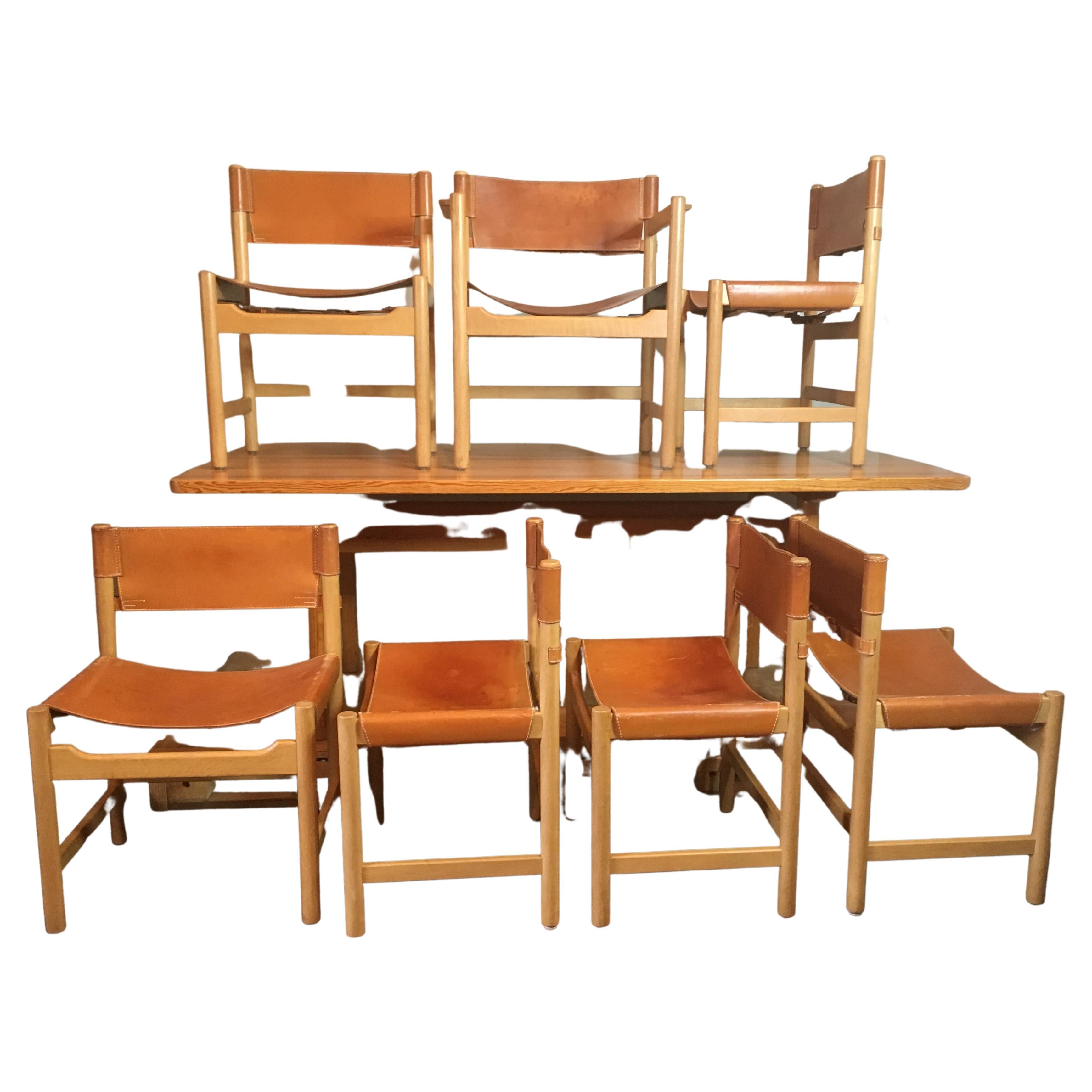 Børge Mogensen Vintage Pine Dining Table & 8 - Chairs / Frederica Furniture
